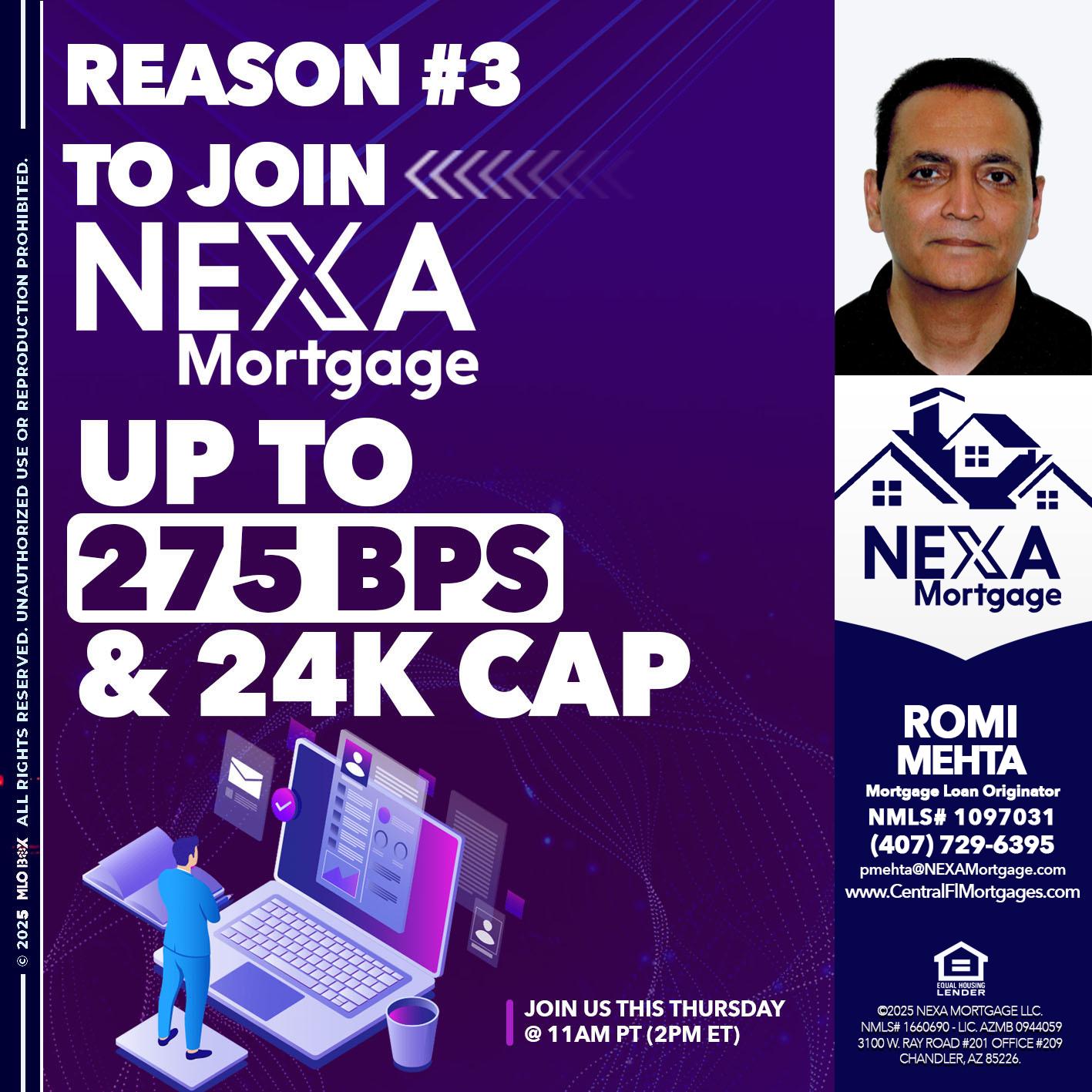 REASON 3 - Romi Mehta -Mortgage Loan Originator
