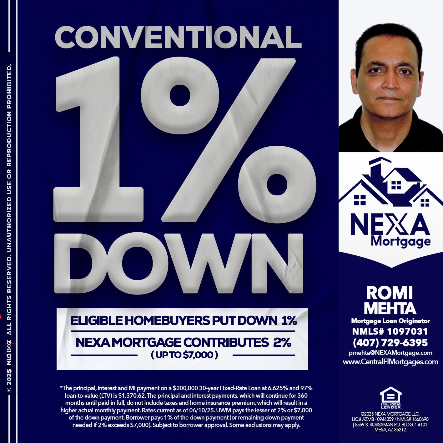 CONVENTIONAL - Romi Mehta -Mortgage Loan Originator