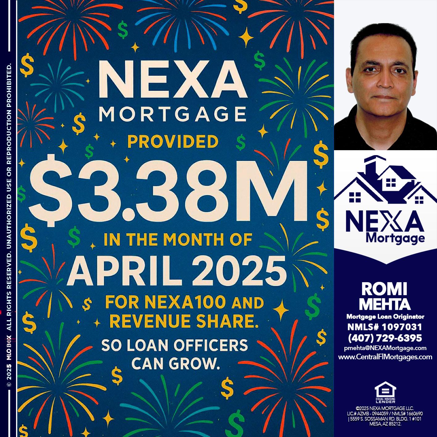 $3.38M - Romi Mehta -Mortgage Loan Originator