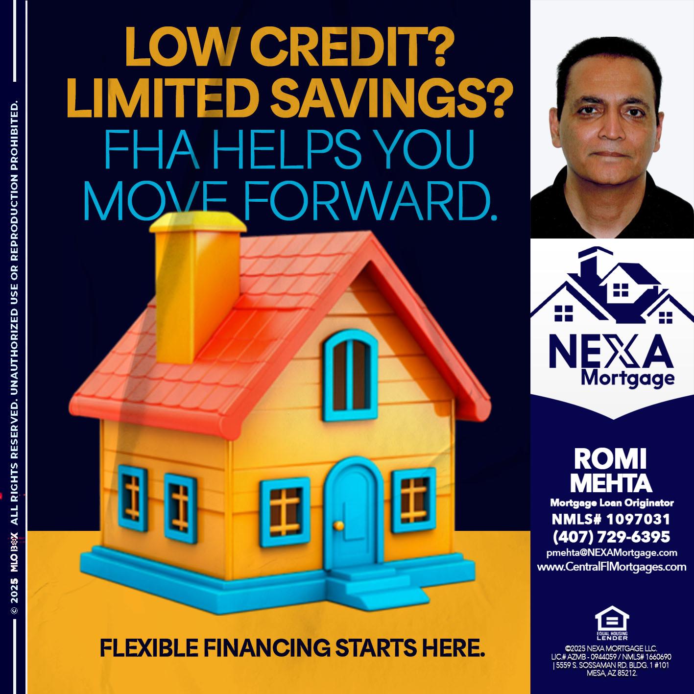 LOW CREDIT? - Romi Mehta -Mortgage Loan Originator
