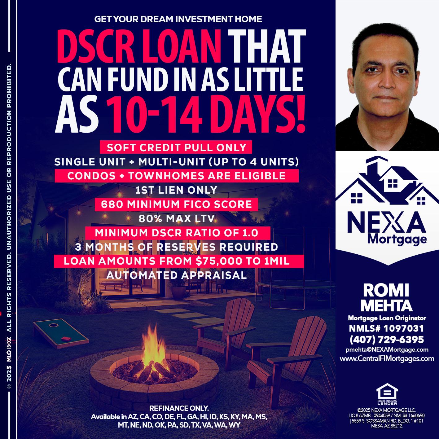 DSCR LOAN - Romi Mehta -Mortgage Loan Originator