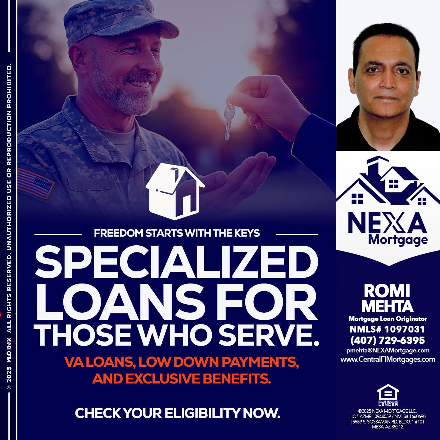 SPECIALIZED LOANS - Romi Mehta -Mortgage Loan Originator