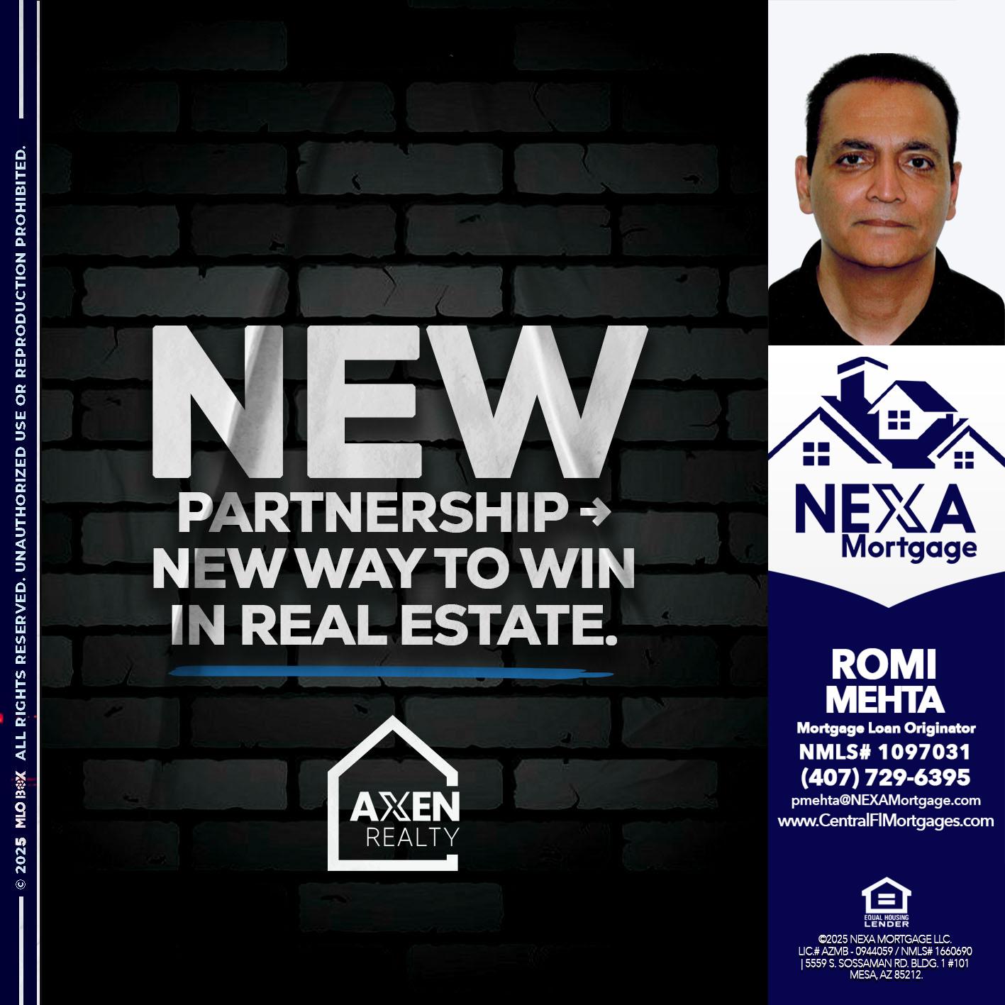 new partnership - Romi Mehta -Mortgage Loan Originator