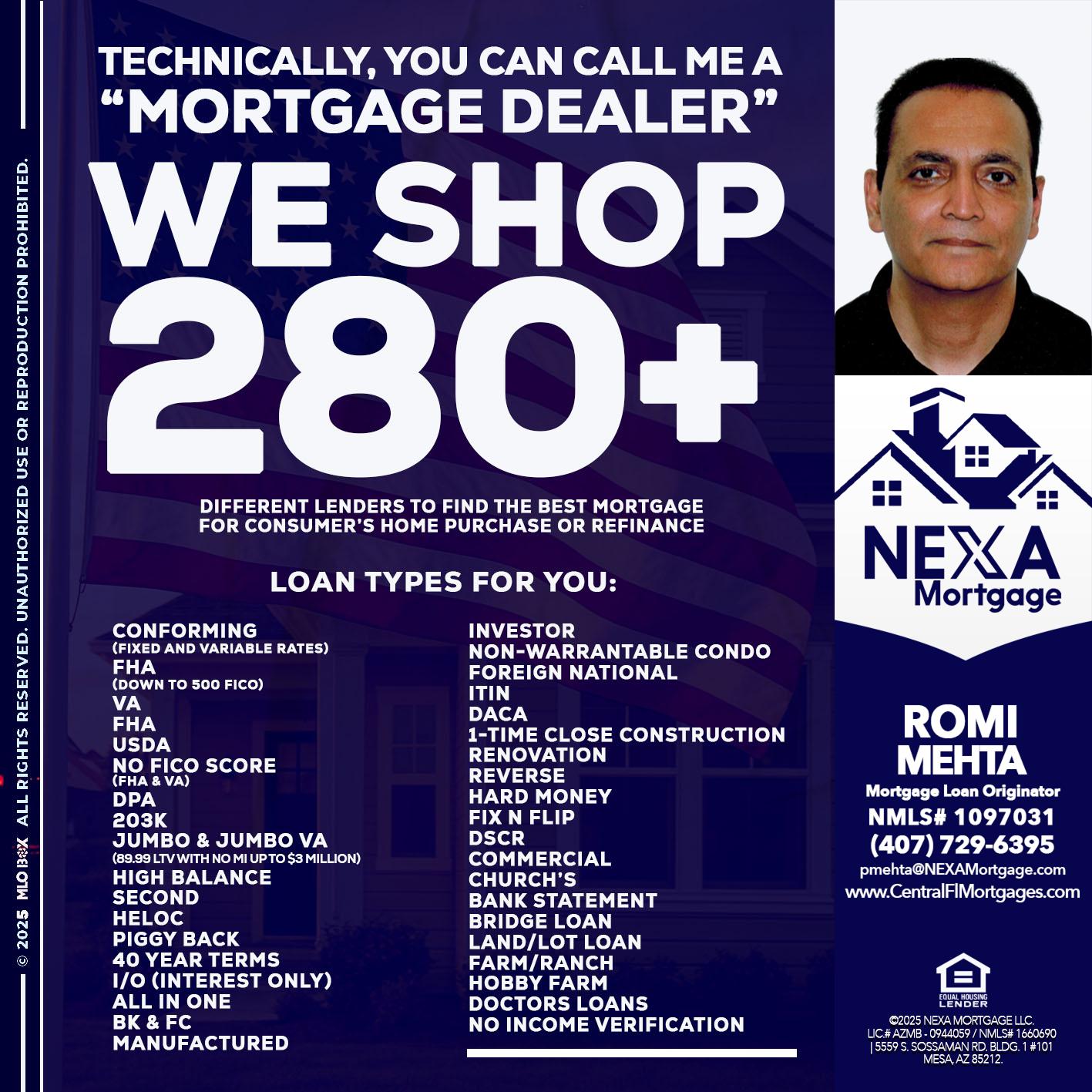 WE SHOP 280 + - Romi Mehta -Mortgage Loan Originator