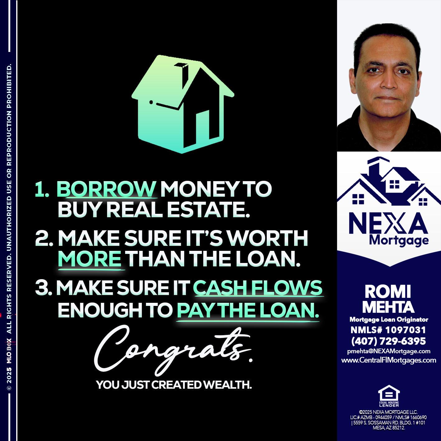 BORROW MONEY - Romi Mehta -Mortgage Loan Originator