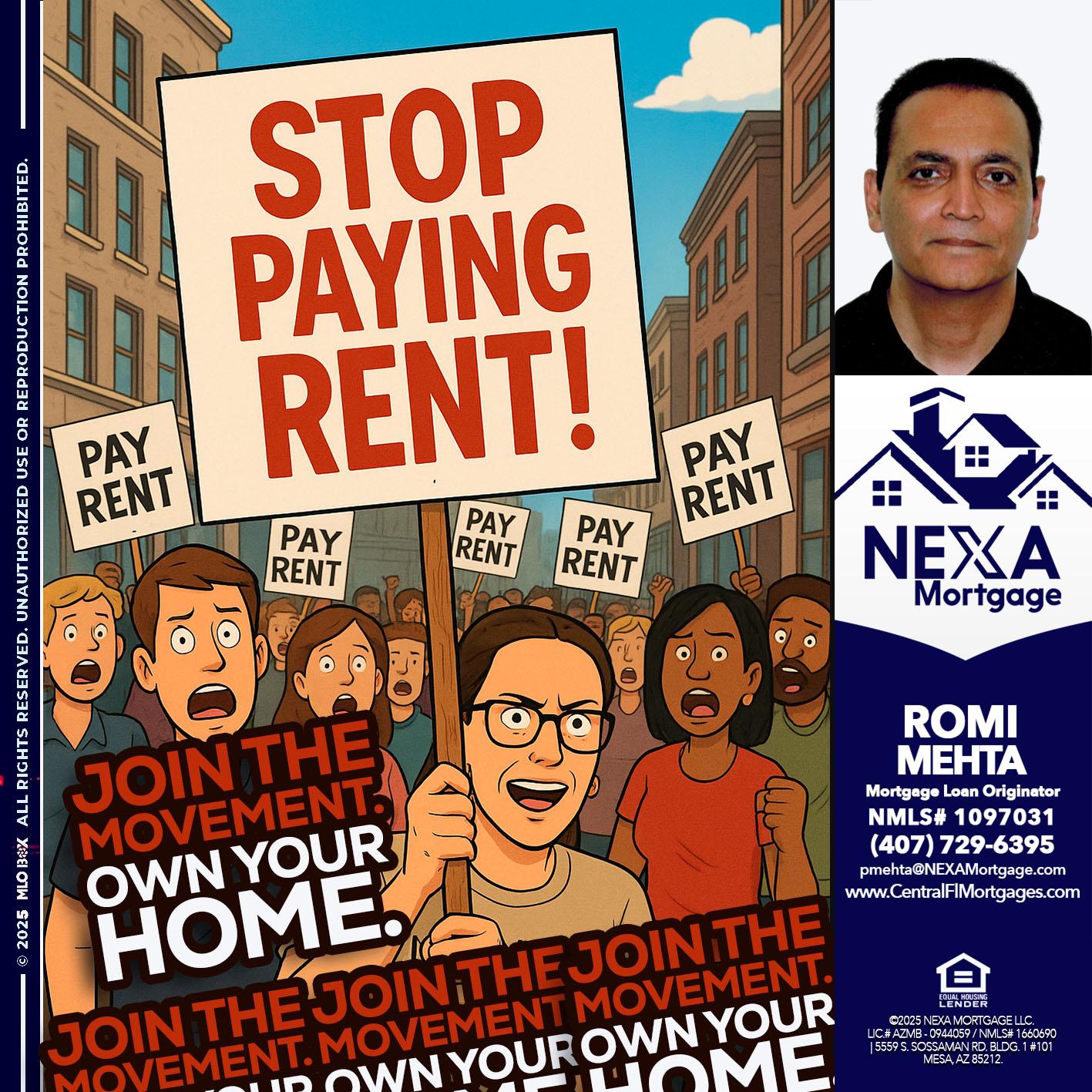 stop paying rent - Romi Mehta -Mortgage Loan Originator