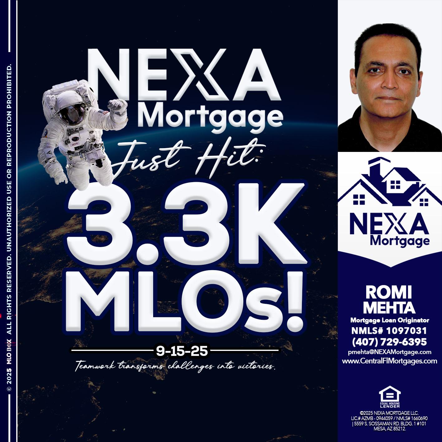 3.3K - Romi Mehta -Mortgage Loan Originator