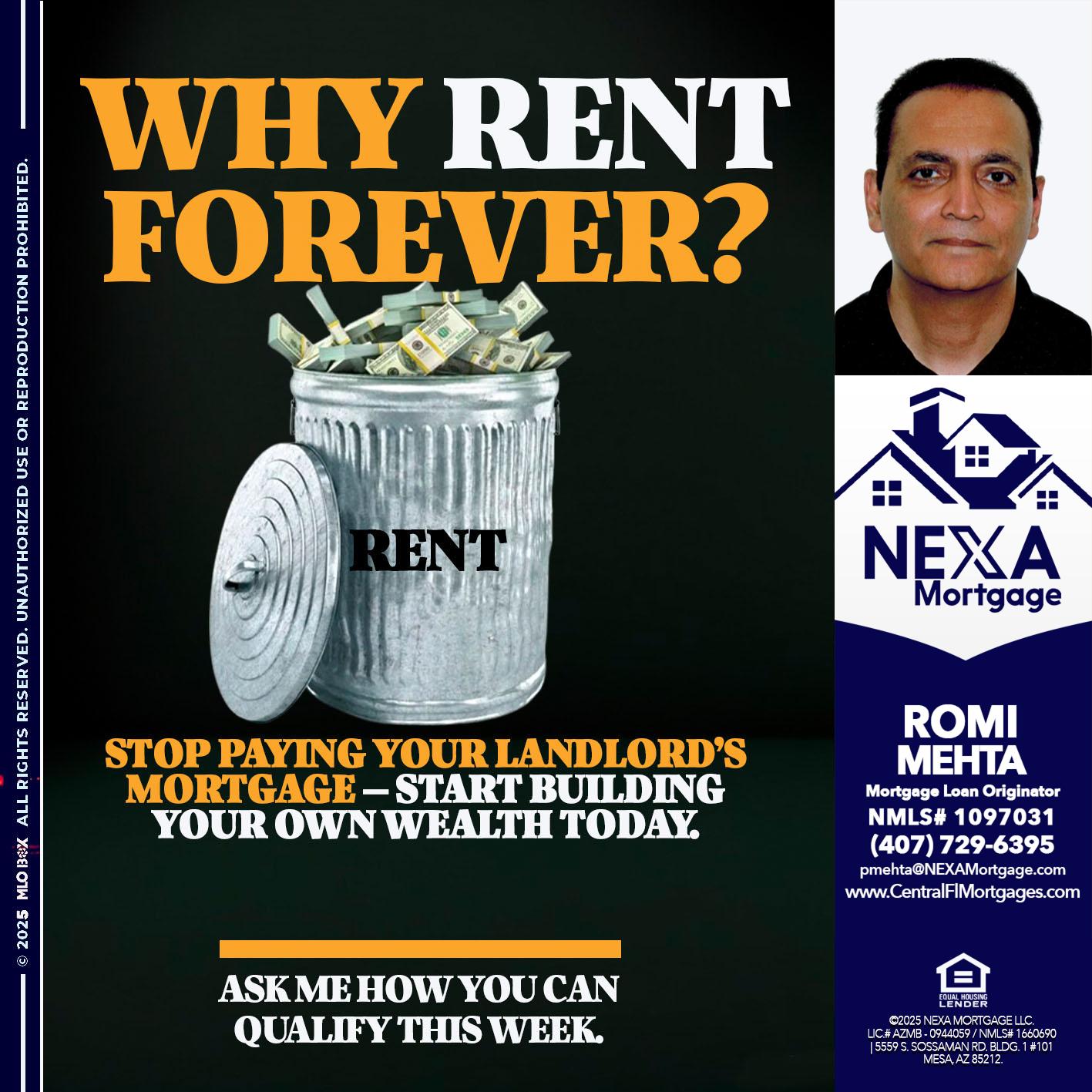 why rent? - Romi Mehta -Mortgage Loan Originator