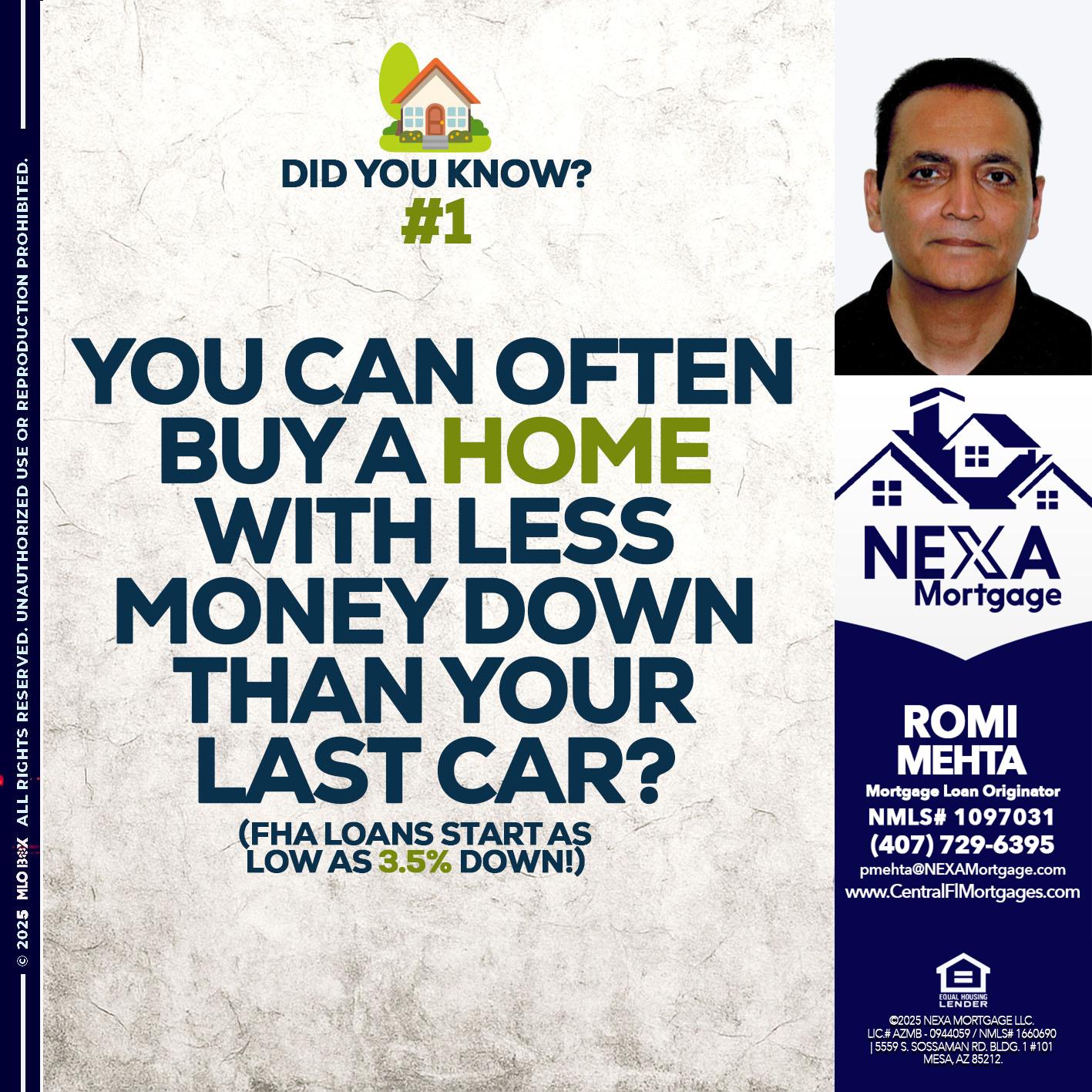 DID YOU KNOW #1 - Romi Mehta -Mortgage Loan Originator