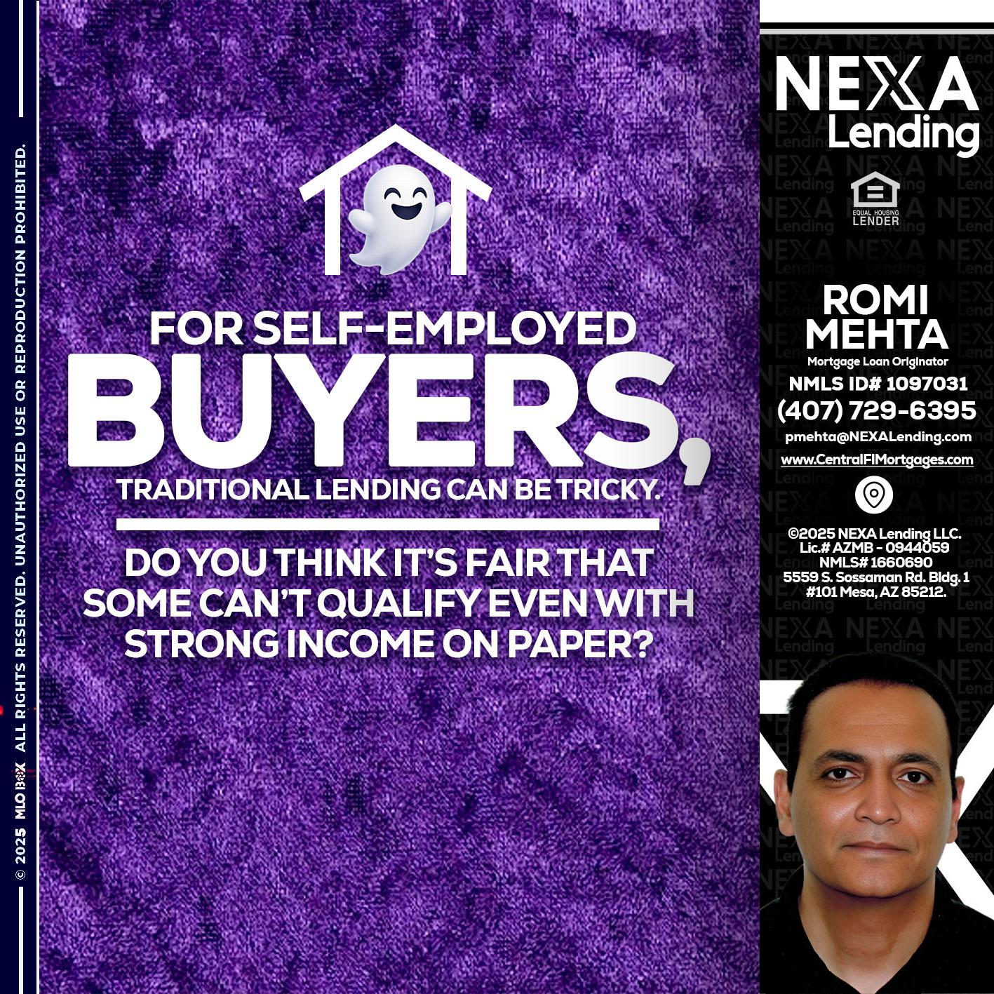 for self employed - Romi Mehta -Mortgage Loan Originator