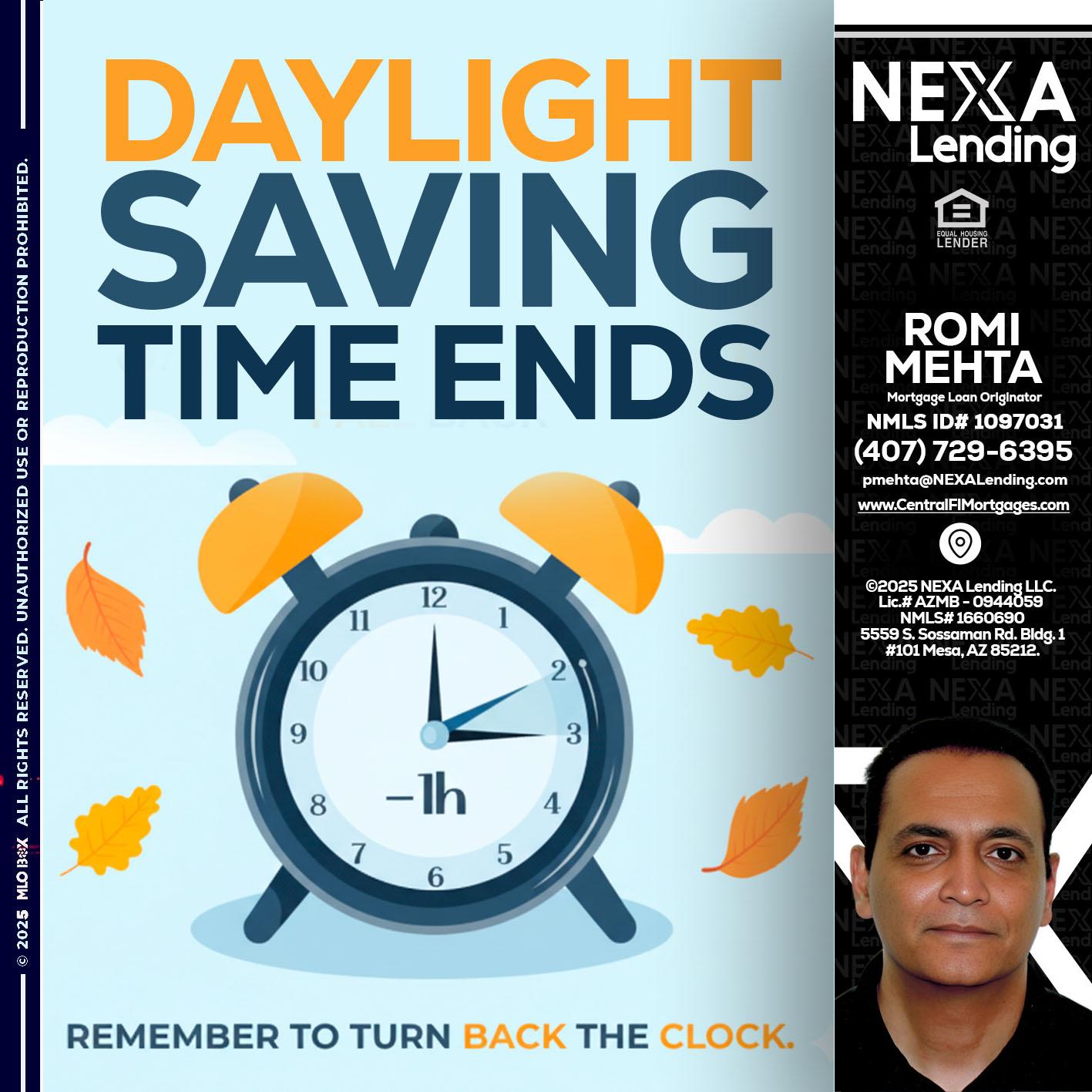 daylight saving - Romi Mehta -Mortgage Loan Originator