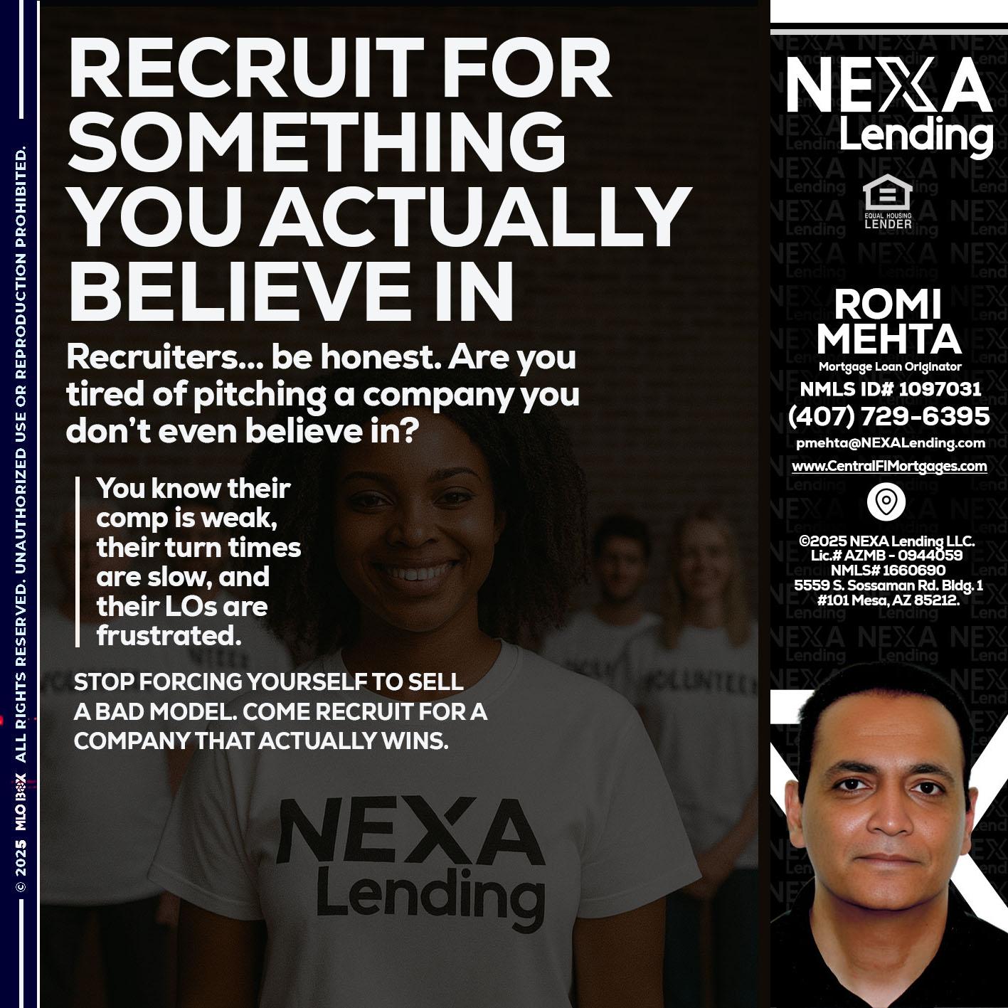 RECRUITING - Romi Mehta -Mortgage Loan Originator