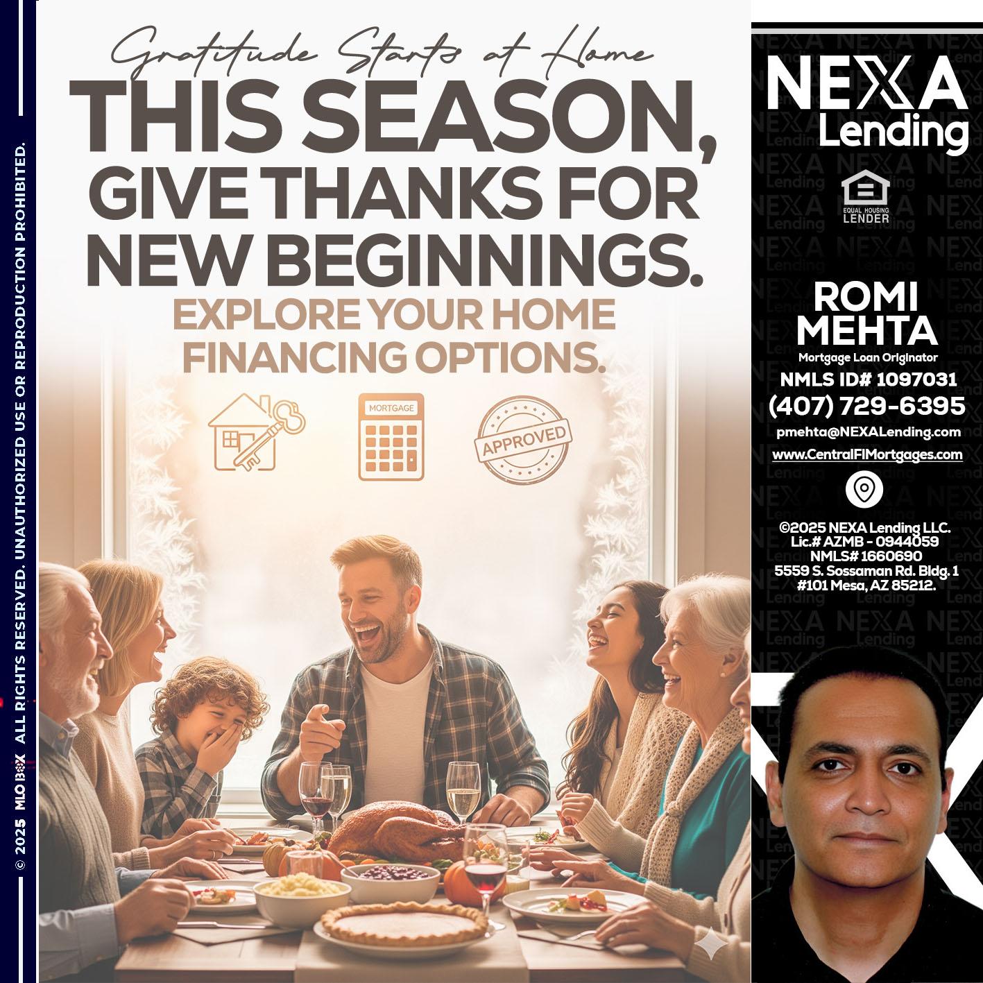 THIS SEASON - Romi Mehta -Mortgage Loan Originator