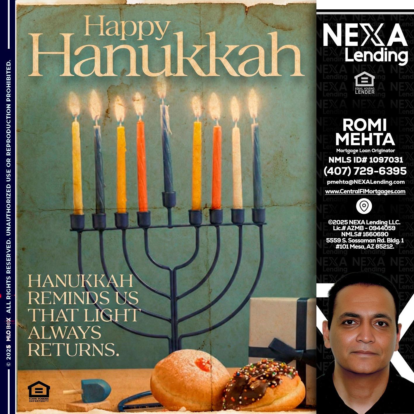 HAPPY HANUKKAH - Romi Mehta -Mortgage Loan Originator