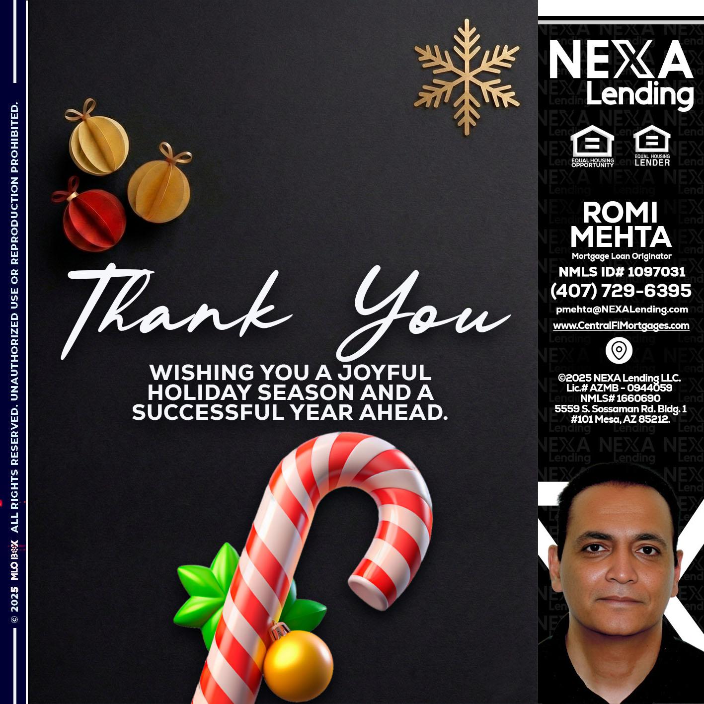 THANK YOU - Romi Mehta -Mortgage Loan Originator