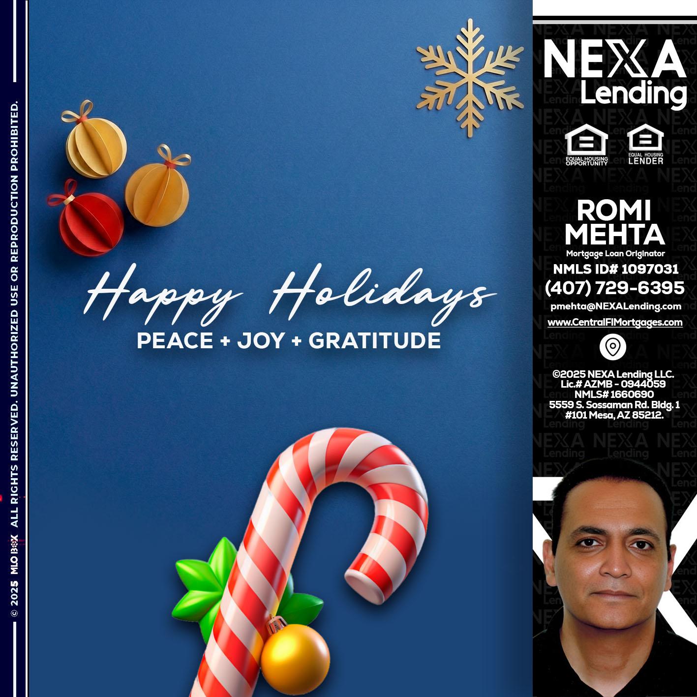 HAPPY HOLIDAYS - Romi Mehta -Mortgage Loan Originator