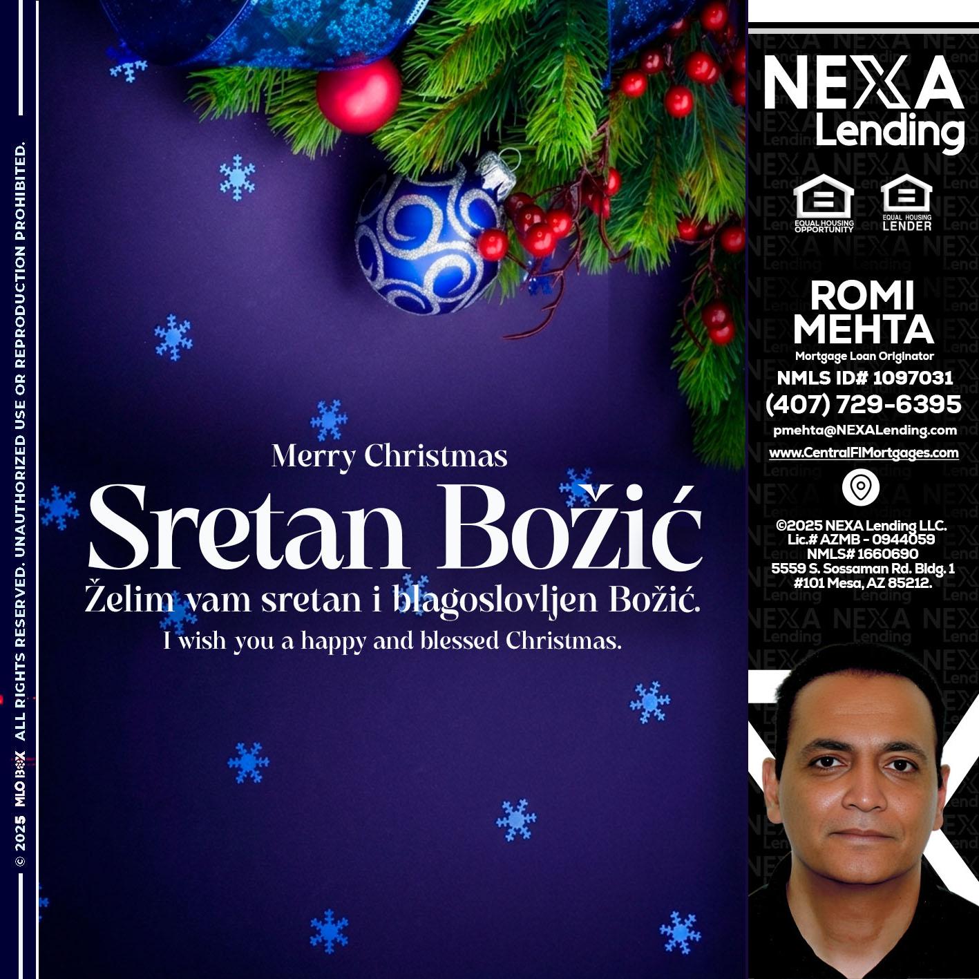 Sretan Božić - Romi Mehta -Mortgage Loan Originator