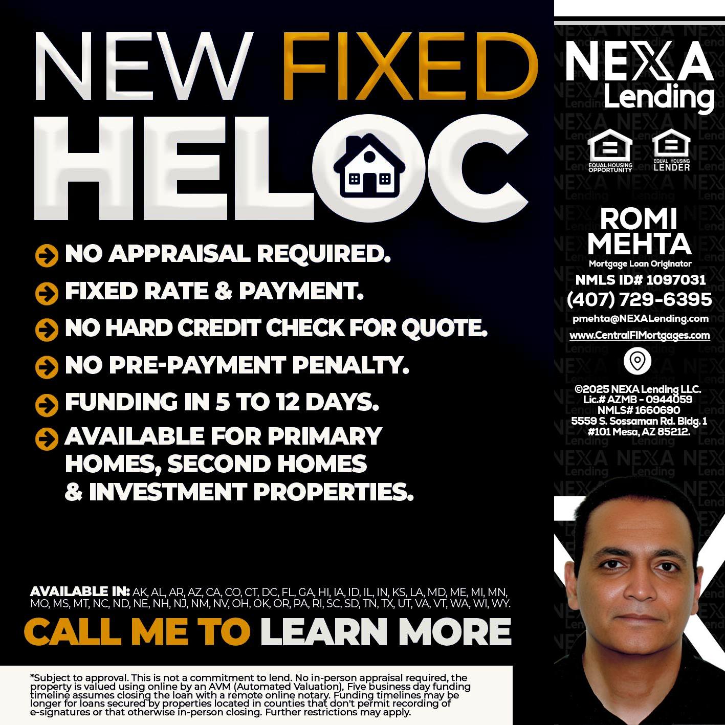 HELOC - Romi Mehta -Mortgage Loan Originator