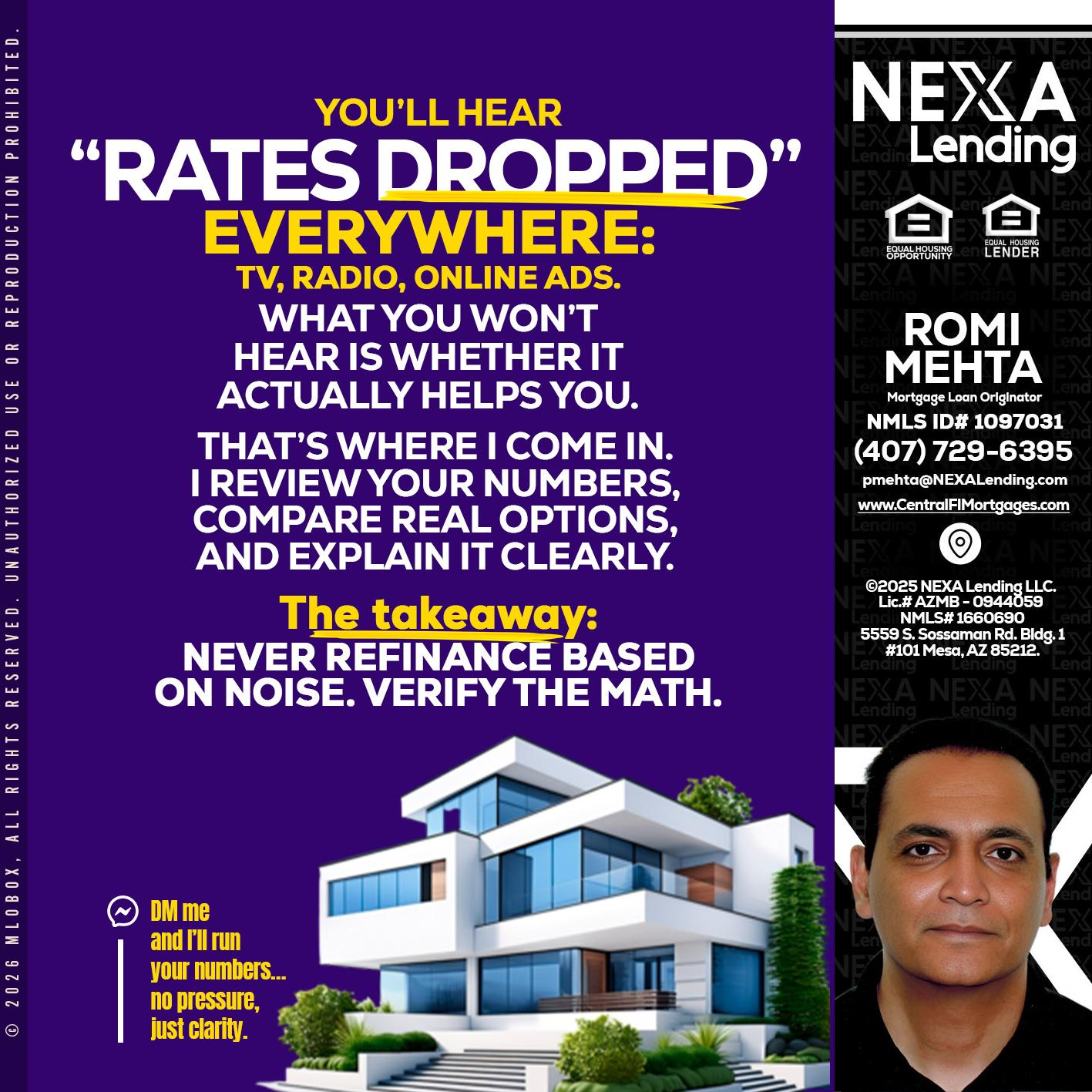 RATES DOPPED - Romi Mehta -Mortgage Loan Originator