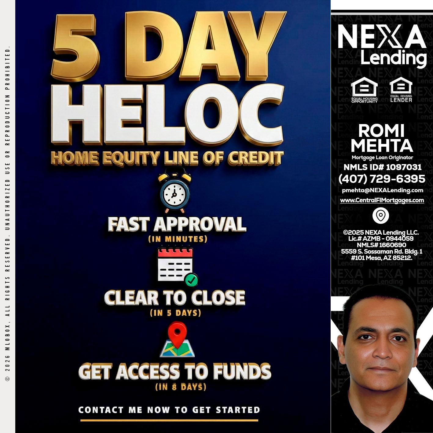 5 day hello - Romi Mehta -Mortgage Loan Originator