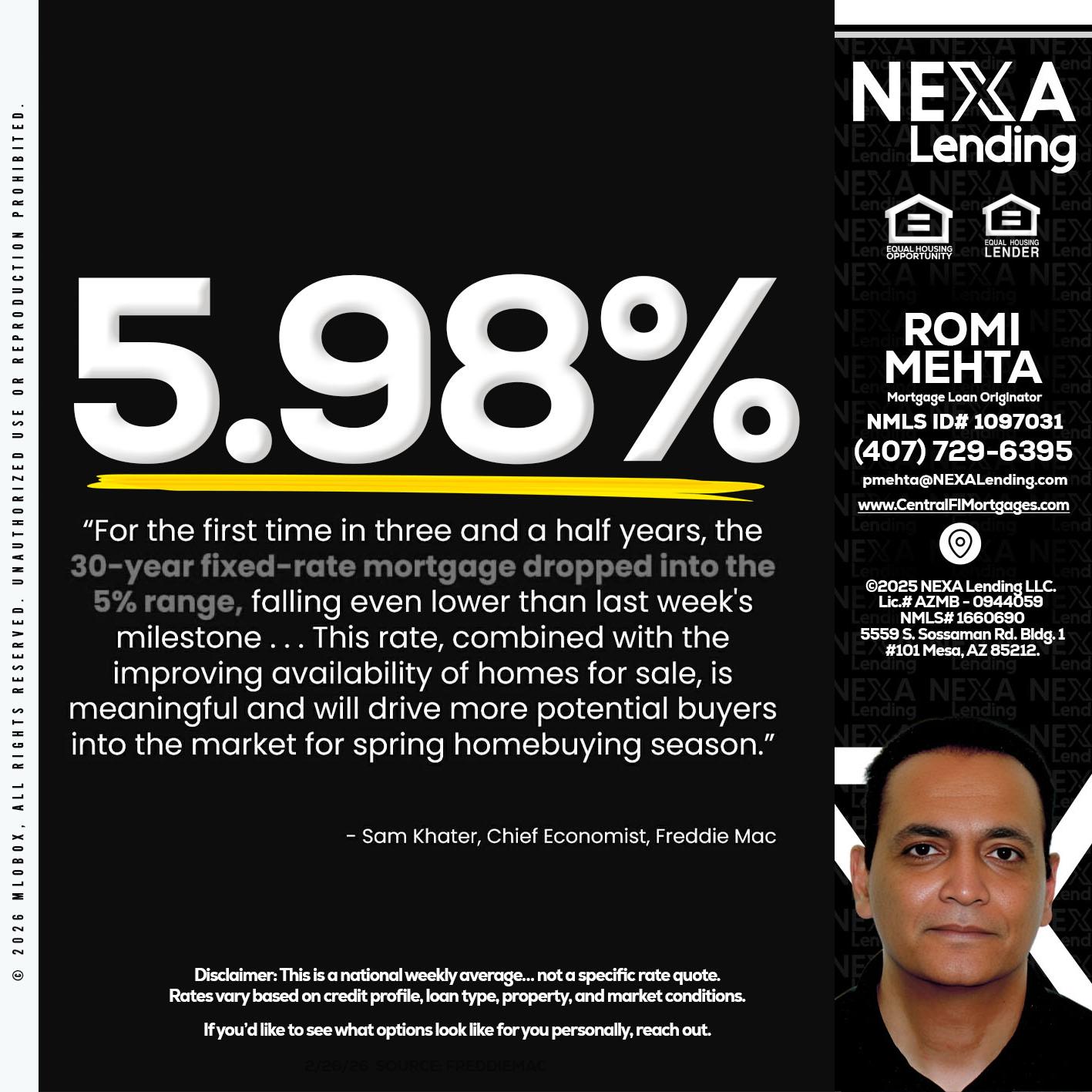 5.98% - Romi Mehta -Mortgage Loan Originator