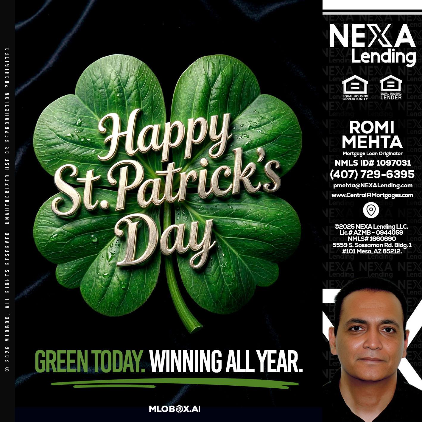 happy st. Patricks day - Romi Mehta -Mortgage Loan Originator