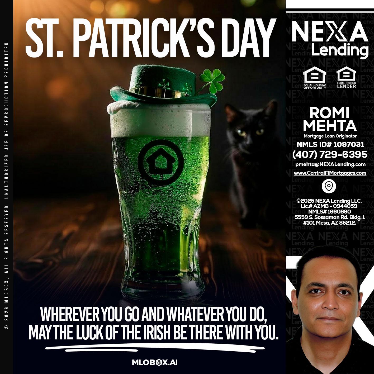 st. Patricks day - Romi Mehta -Mortgage Loan Originator
