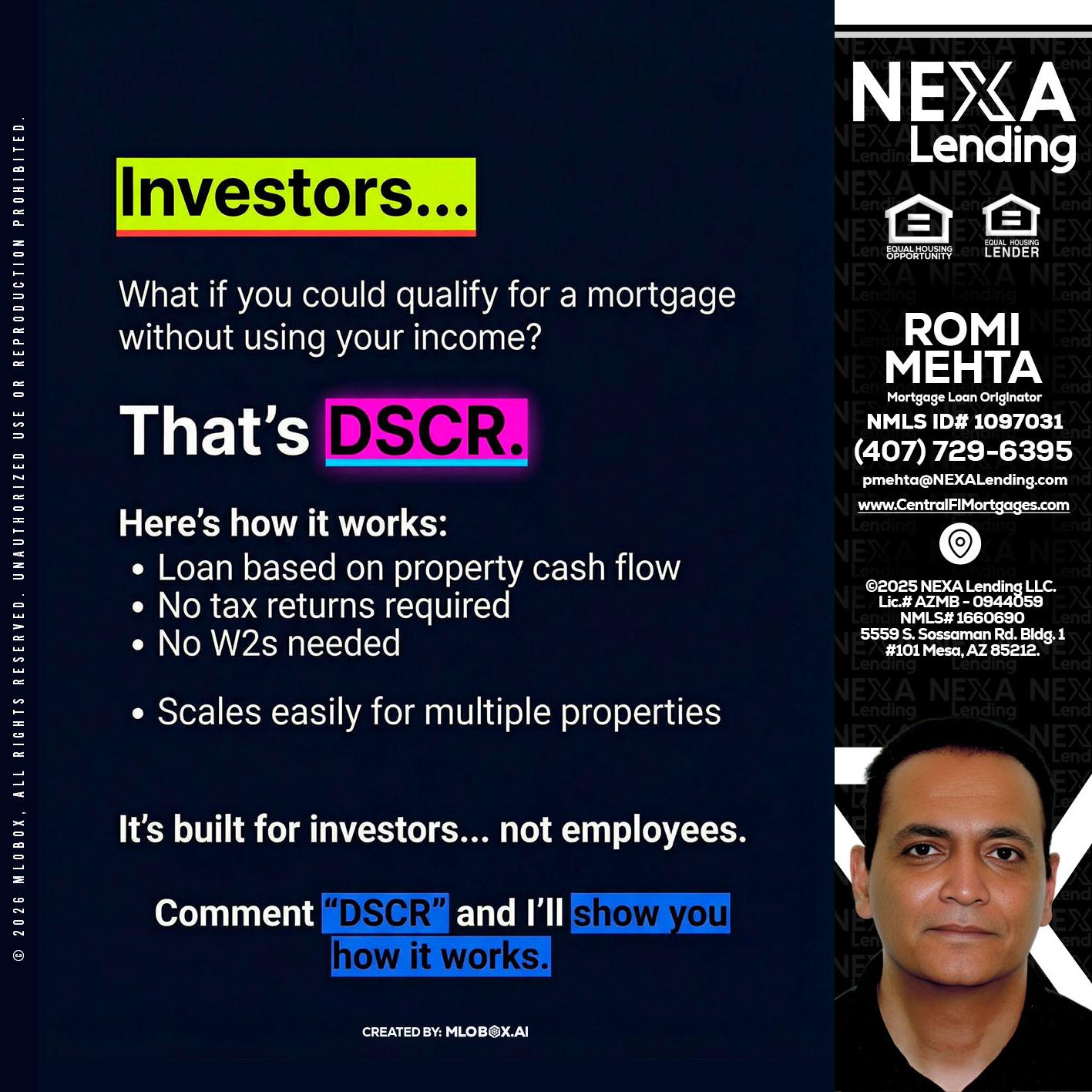 INVESTORS - Romi Mehta -Mortgage Loan Originator
