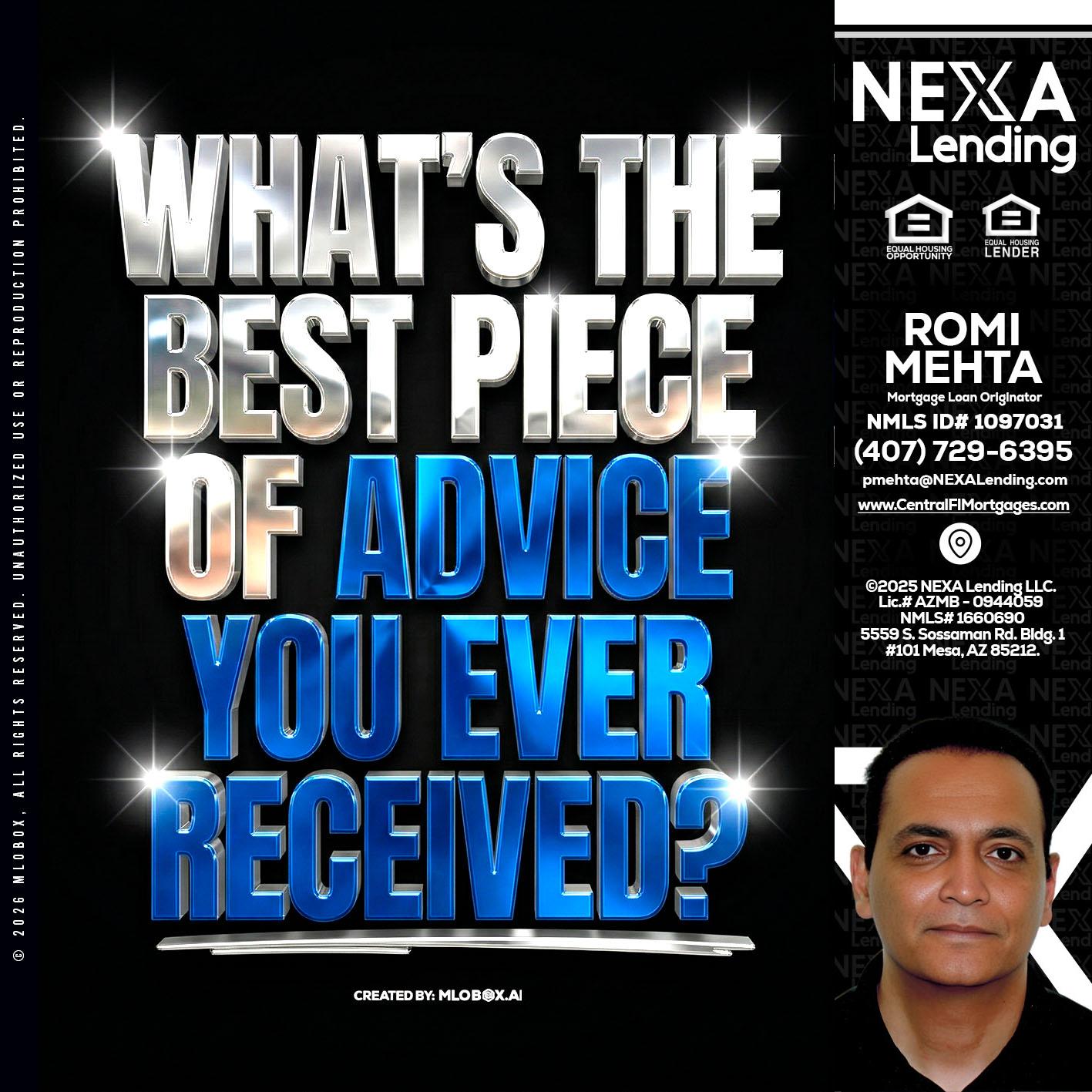WHATS THE BEST - Romi Mehta -Mortgage Loan Originator