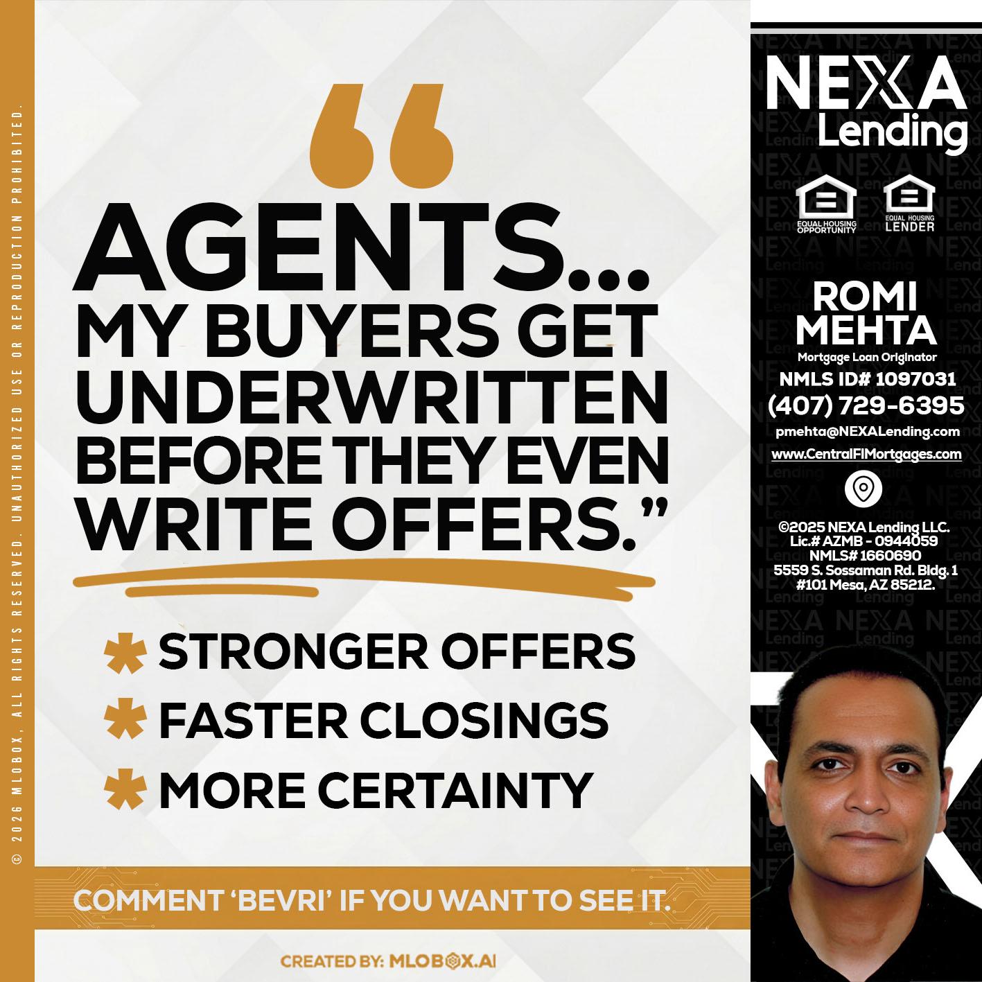 agents - Romi Mehta -Mortgage Loan Originator