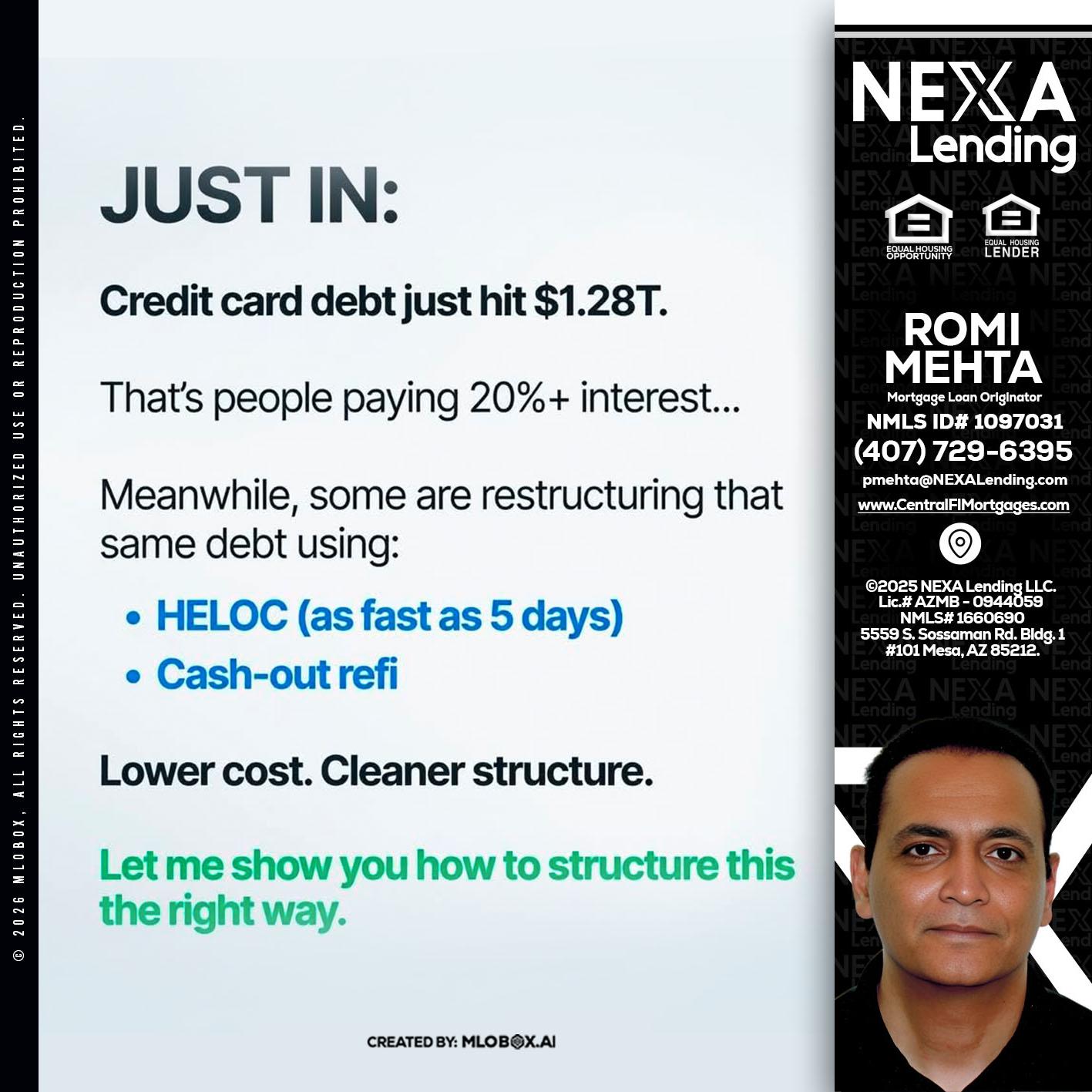 JUST IN - Romi Mehta -Mortgage Loan Originator