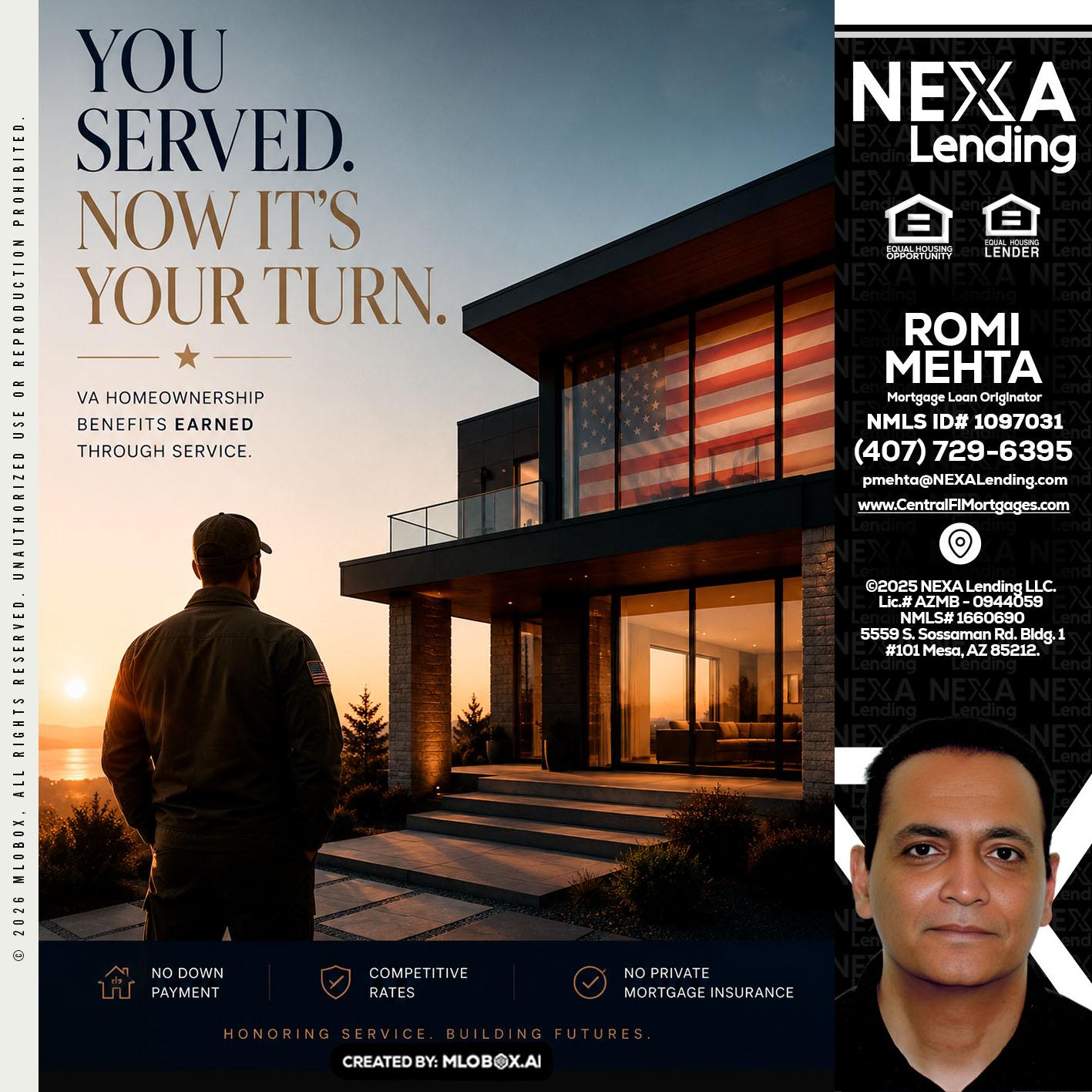 YOU SERVED - Romi Mehta -Mortgage Loan Originator