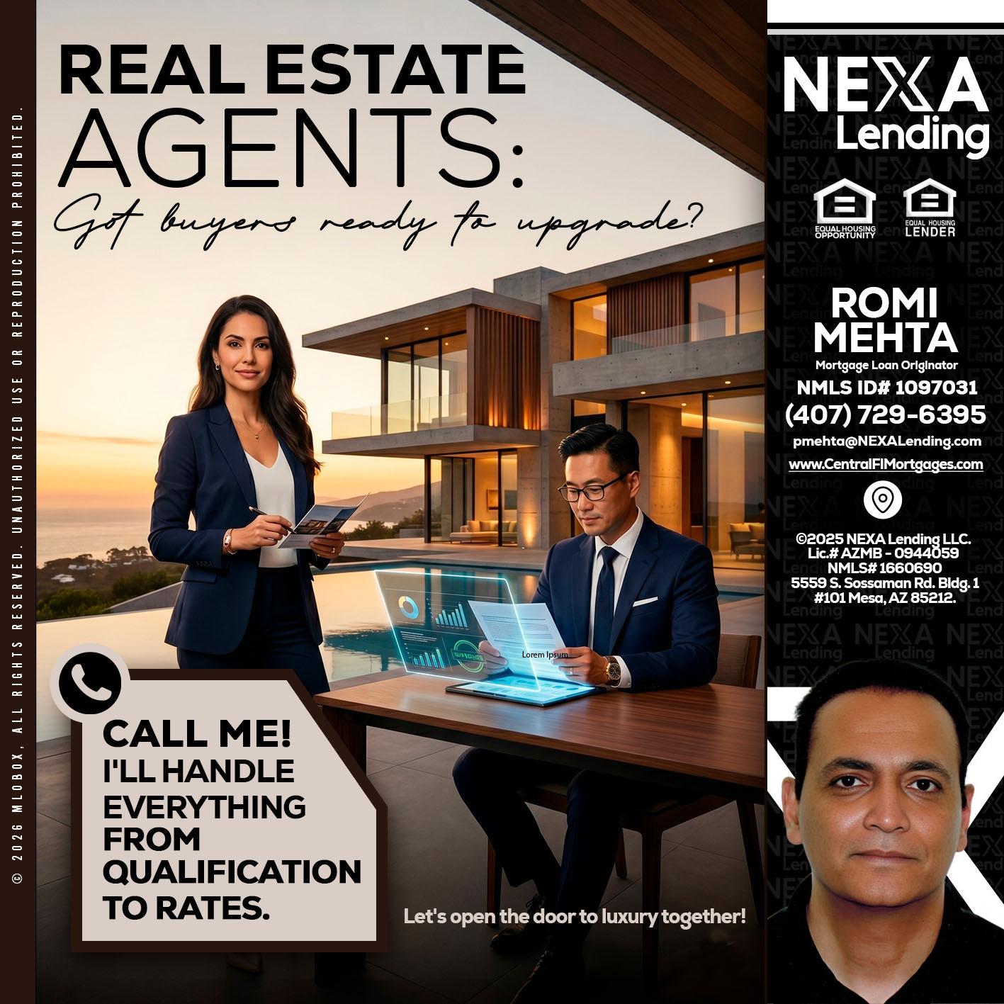 REAL ESTATE AGENTS - Romi Mehta -Mortgage Loan Originator