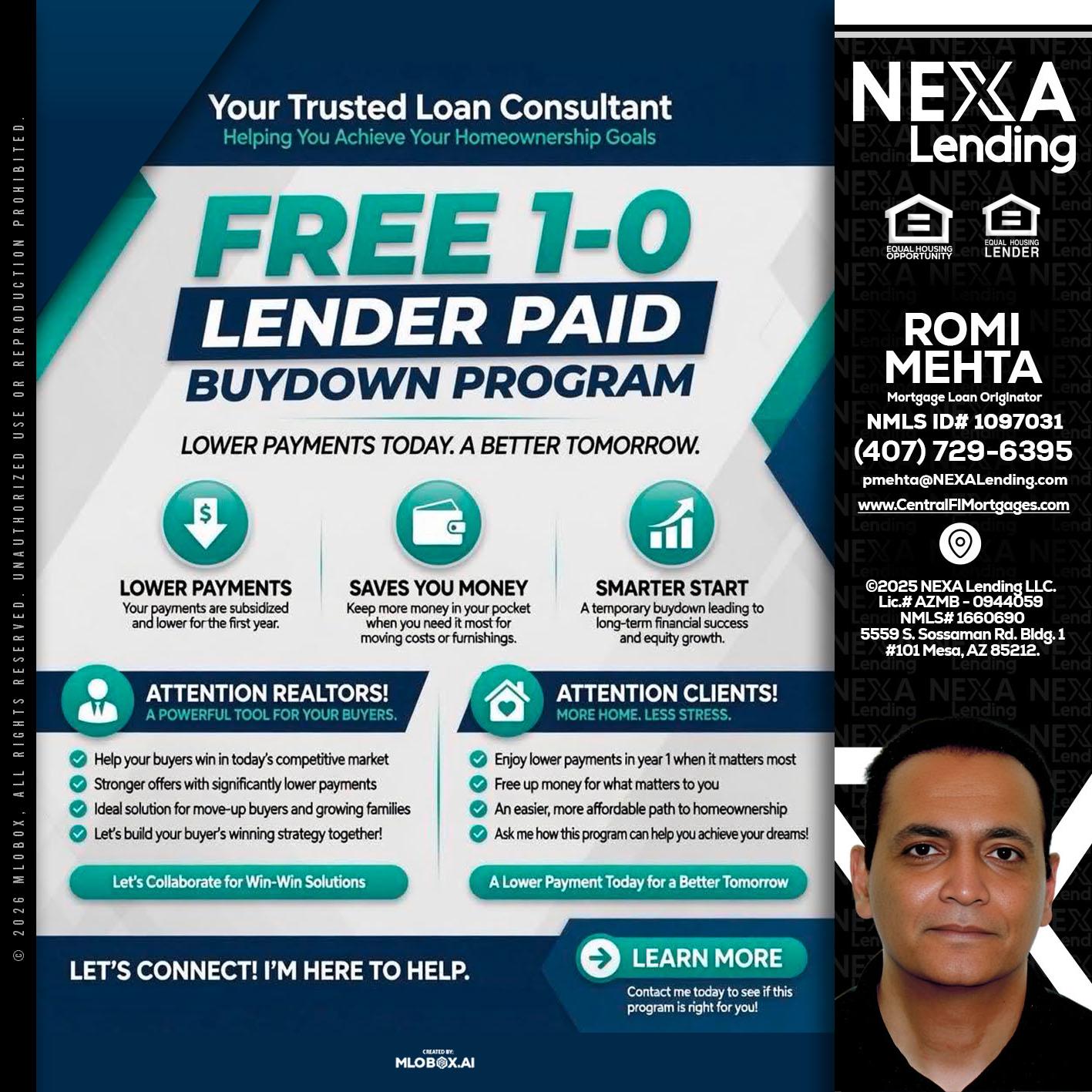 FREE 1-0 - Romi Mehta -Mortgage Loan Originator