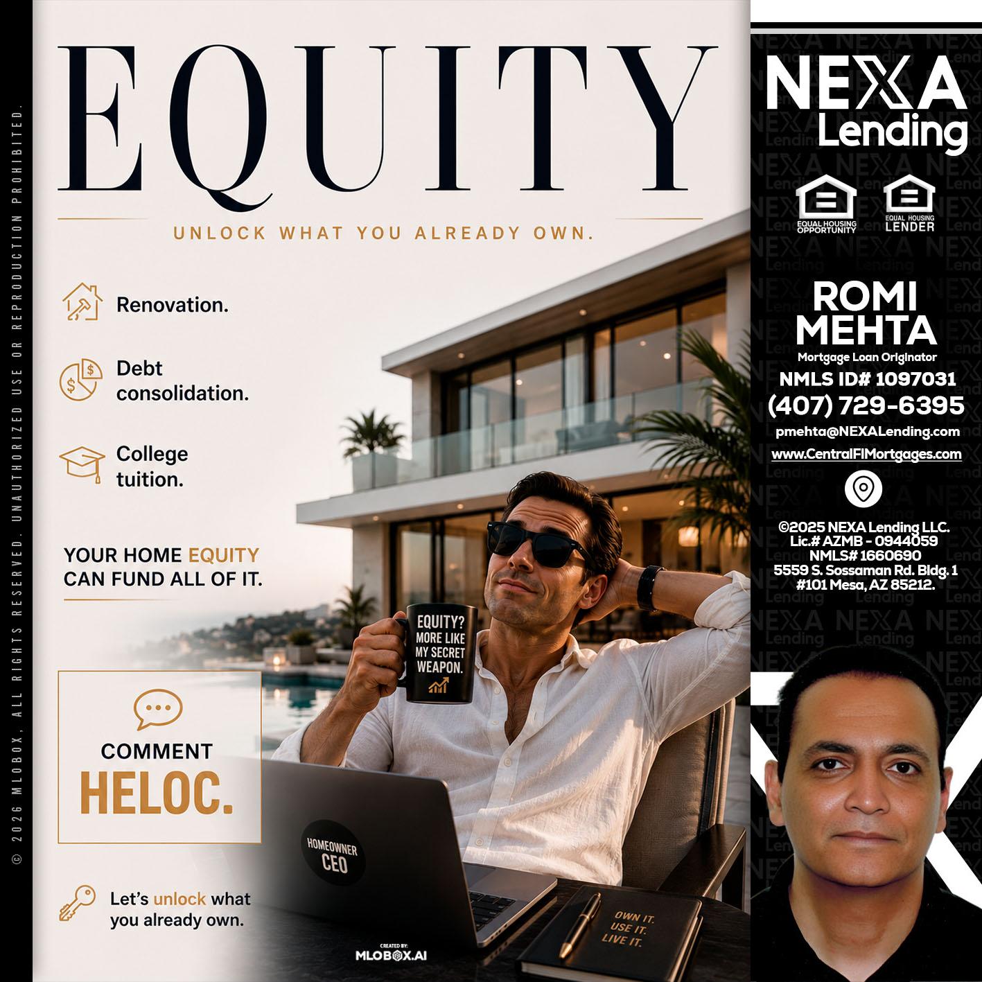 EQUITY - Romi Mehta -Mortgage Loan Originator