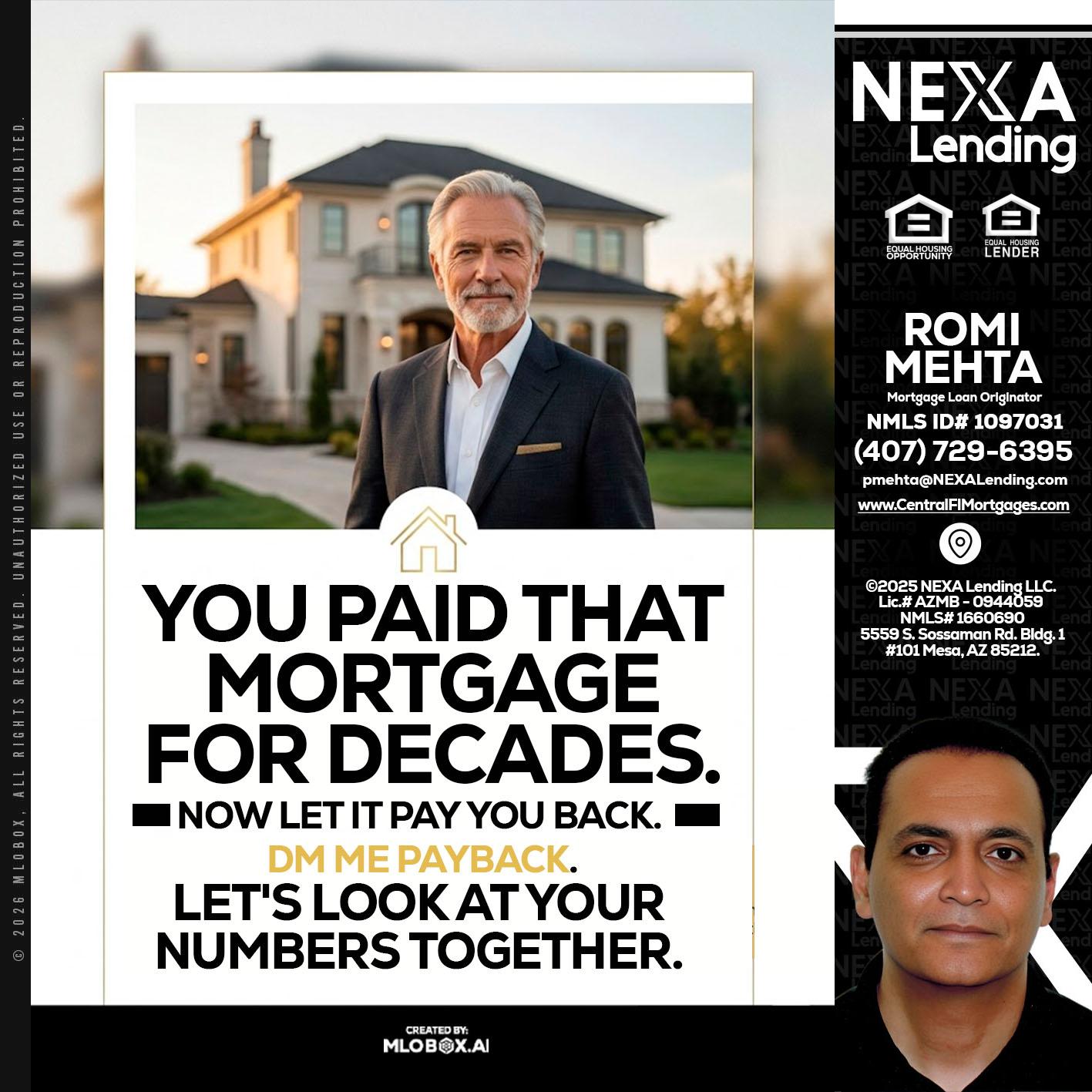 YOU PAID THAT MORTGAGE - Romi Mehta -Mortgage Loan Originator