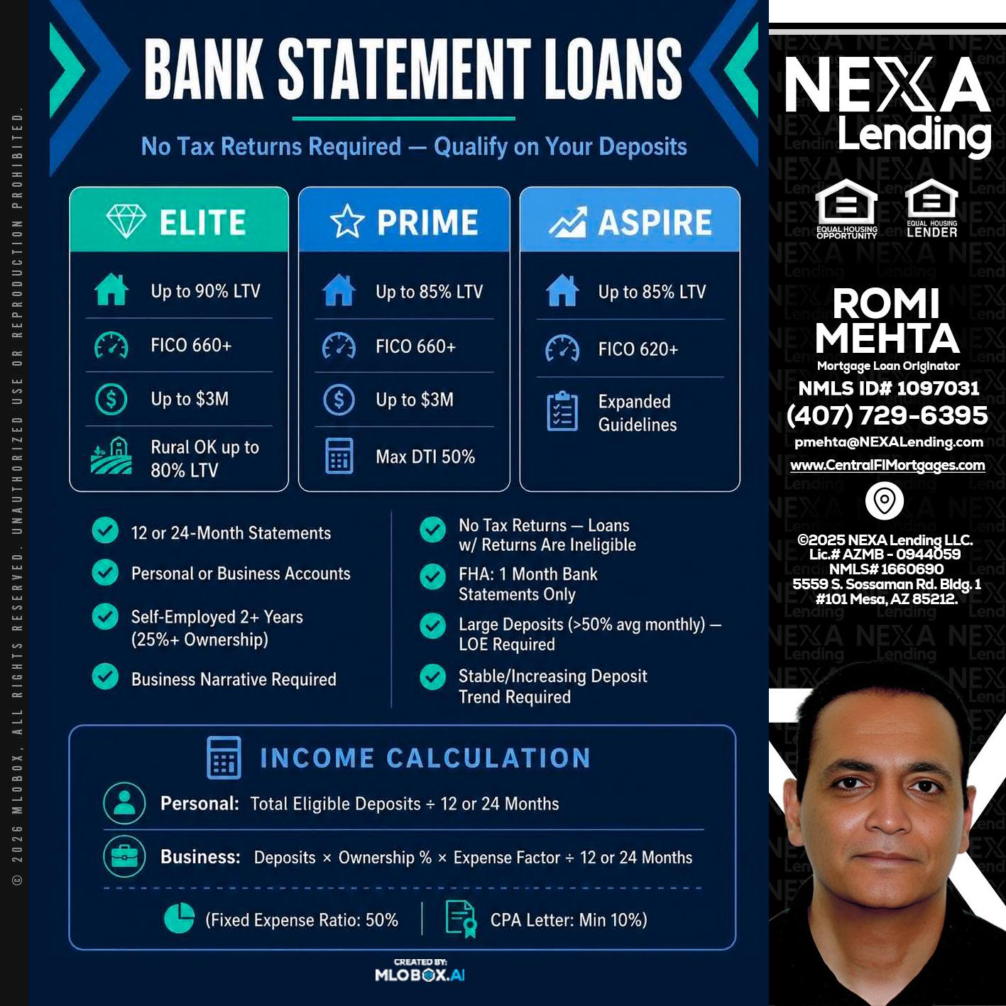 BANK STATEMENT - Romi Mehta -Mortgage Loan Originator