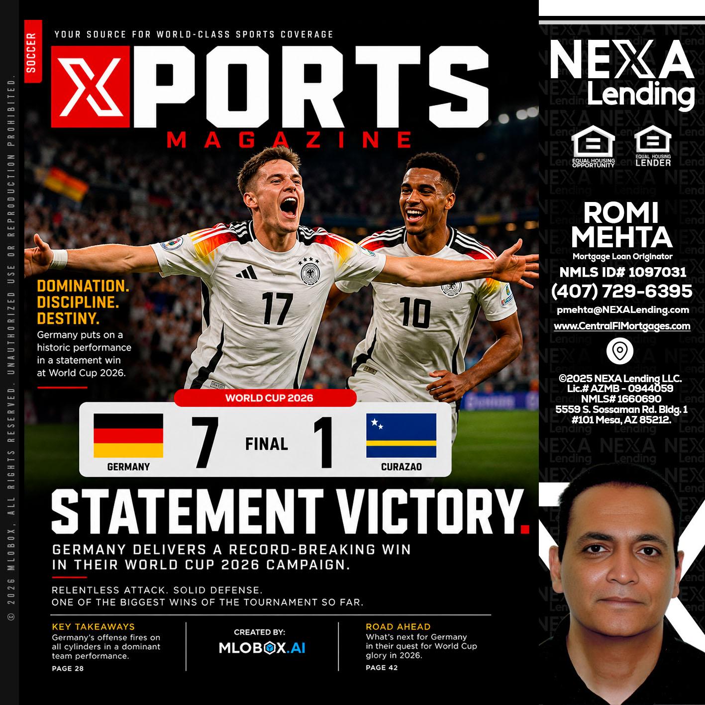 GERMANY VS CURASSAO (7-1) - Romi Mehta -Mortgage Loan Originator
