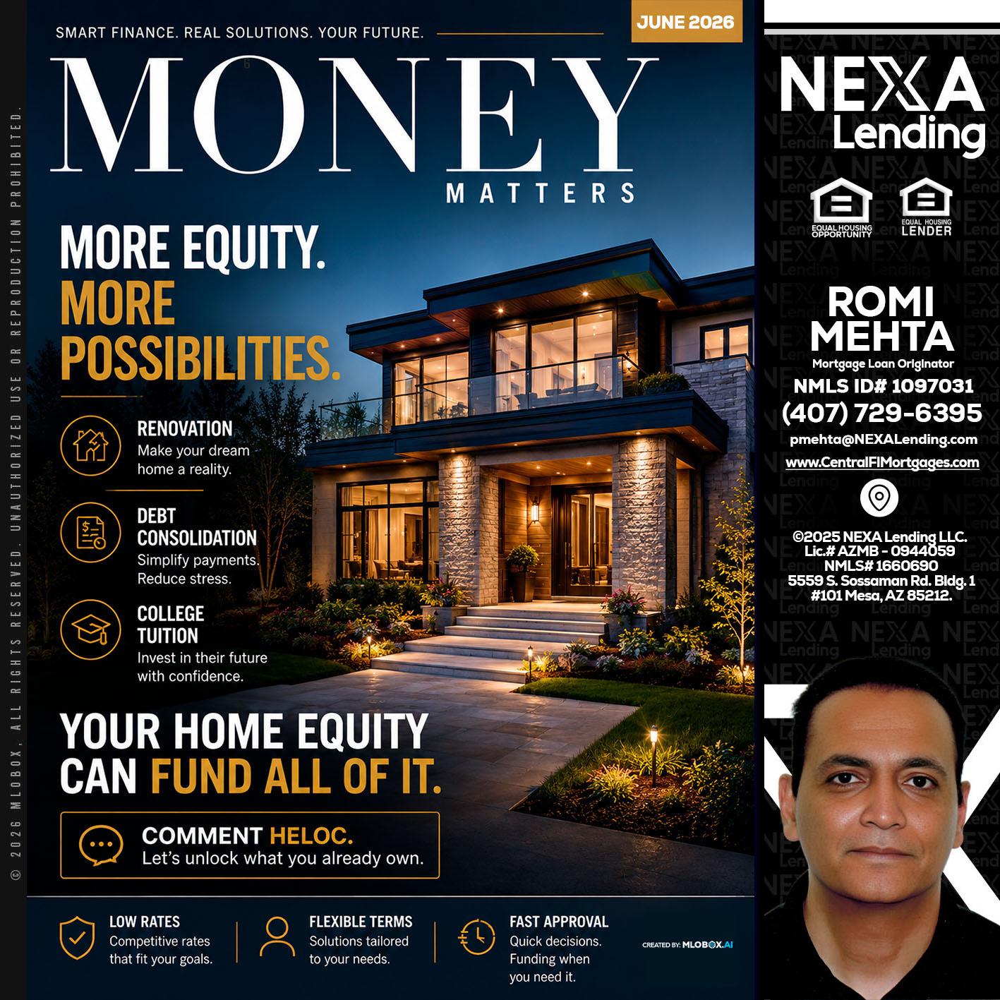 MONEY MATTERS - Romi Mehta -Mortgage Loan Originator