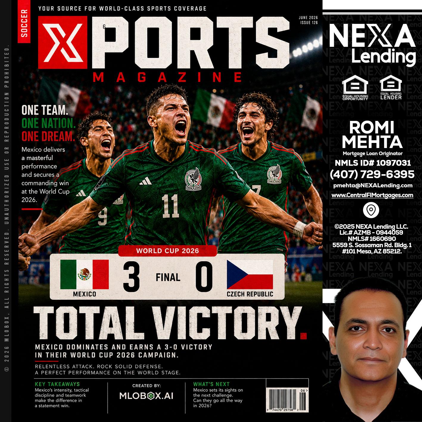 World Cup 2026 MEX 1-0 CZECH - Romi Mehta -Mortgage Loan Originator