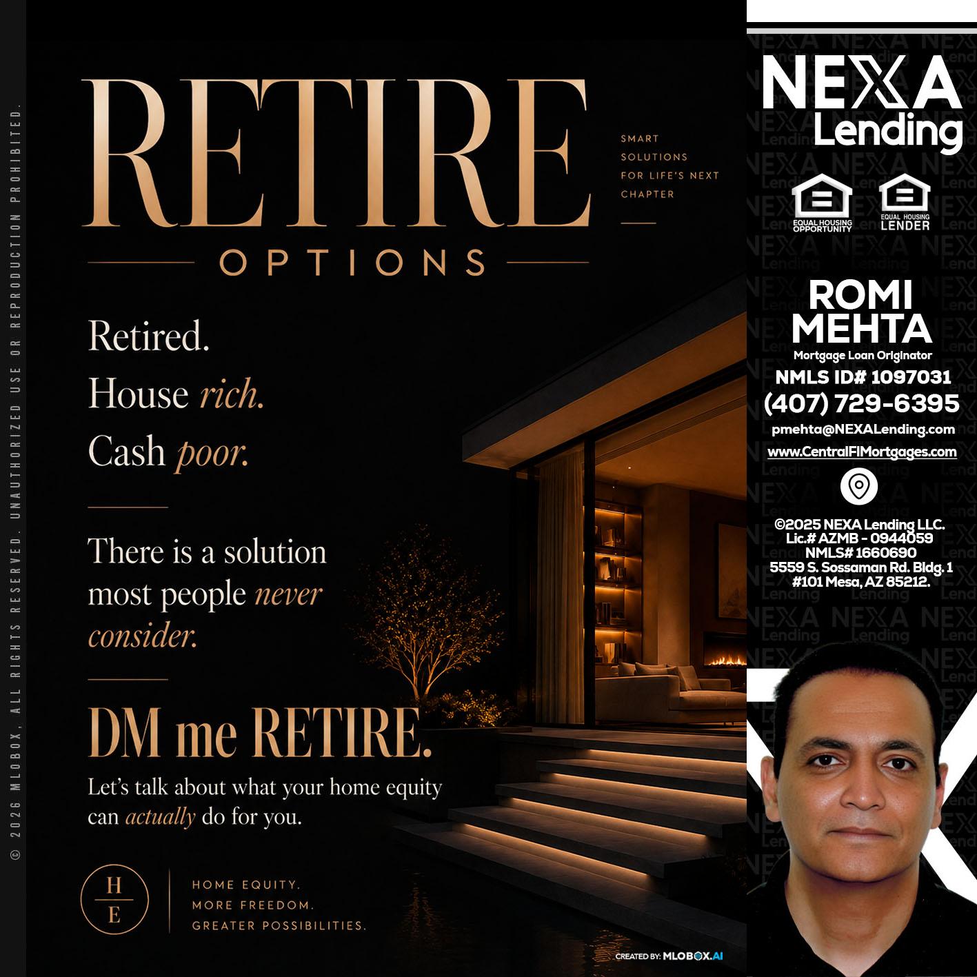 RETIRE LOANS - Romi Mehta -Mortgage Loan Originator