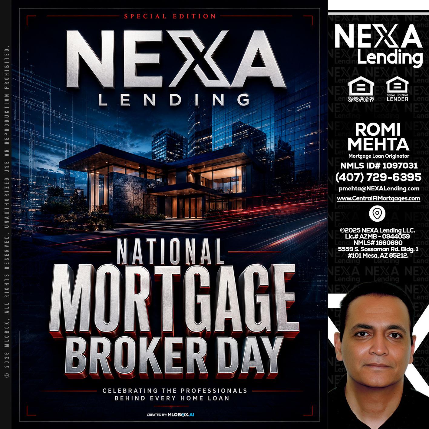 NATIONAL MORTGAGE BROKER DAY - Romi Mehta -Mortgage Loan Originator
