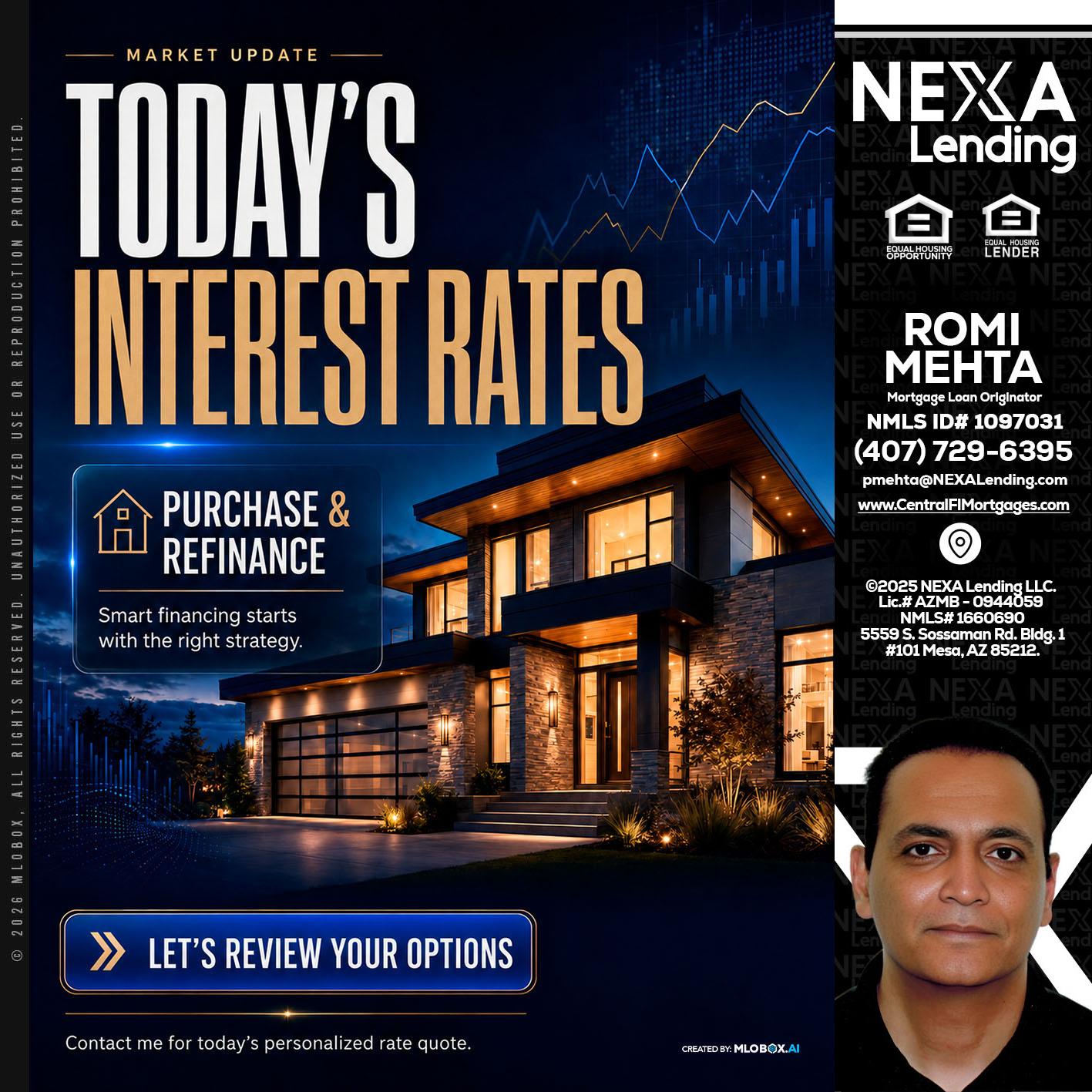 TODAYS RATES - Romi Mehta -Mortgage Loan Originator