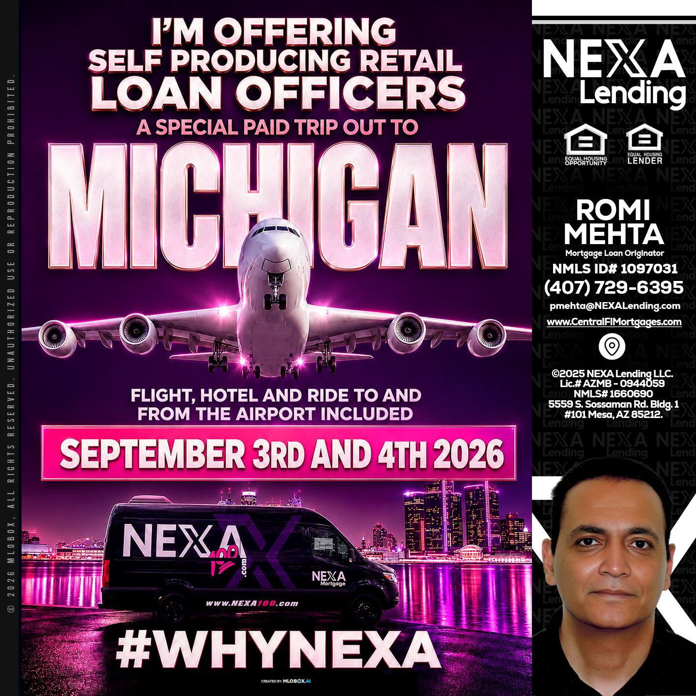 MICHIGAN TRIP - Romi Mehta -Mortgage Loan Originator