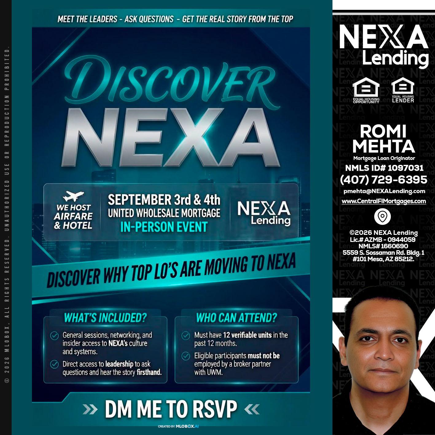 DISCOVER NEXA - Romi Mehta -Mortgage Loan Originator