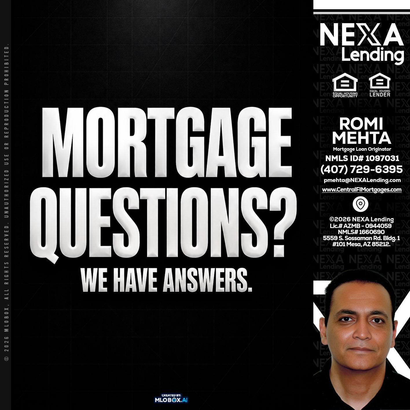 MORTGAGE QUESTION? - Romi Mehta -Mortgage Loan Originator