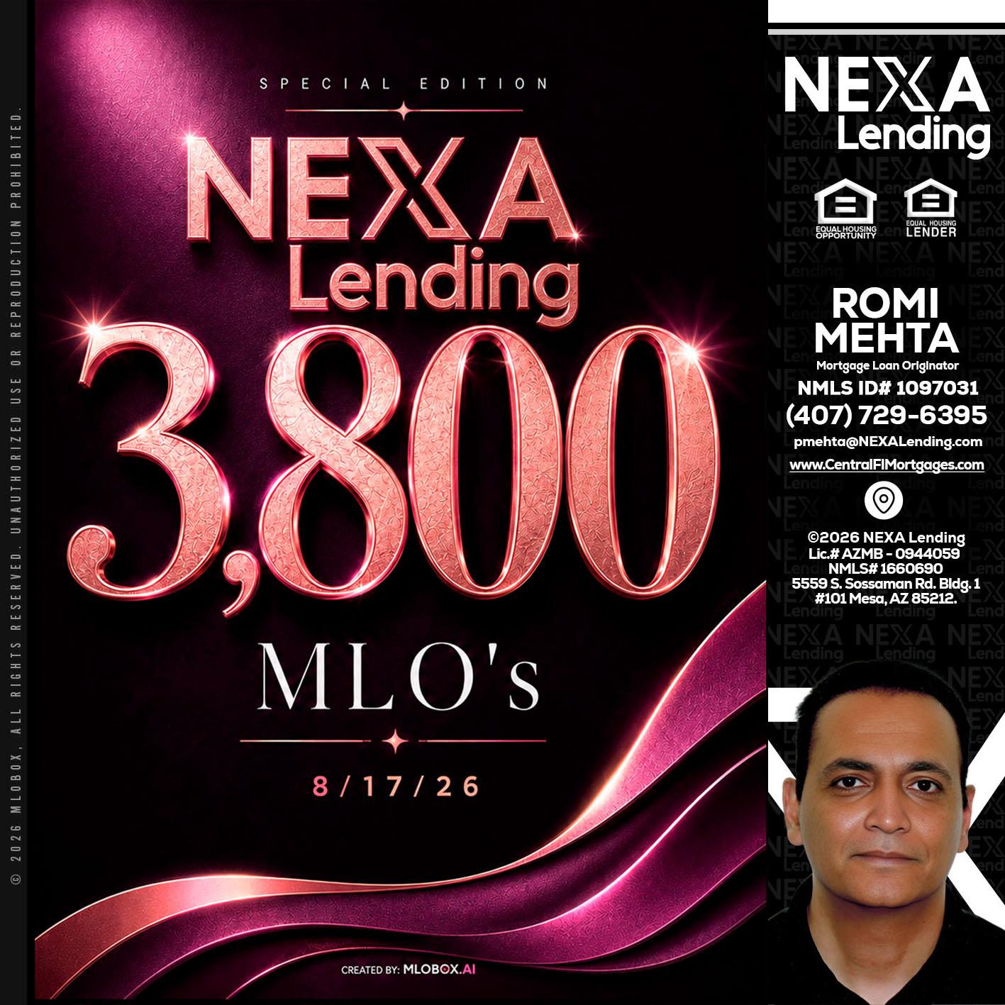 3800 MLOs - Romi Mehta -Mortgage Loan Originator