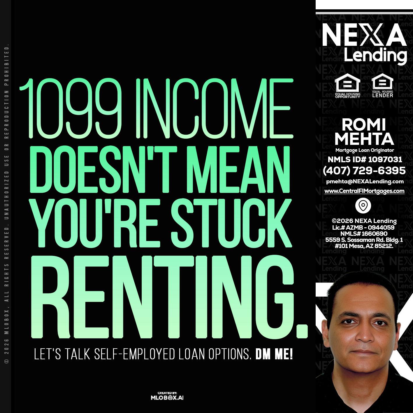 1099 income - Romi Mehta -Mortgage Loan Originator