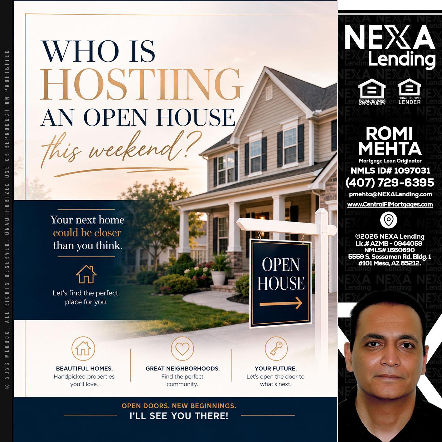 WHOS HOSTING - Romi Mehta -Mortgage Loan Originator