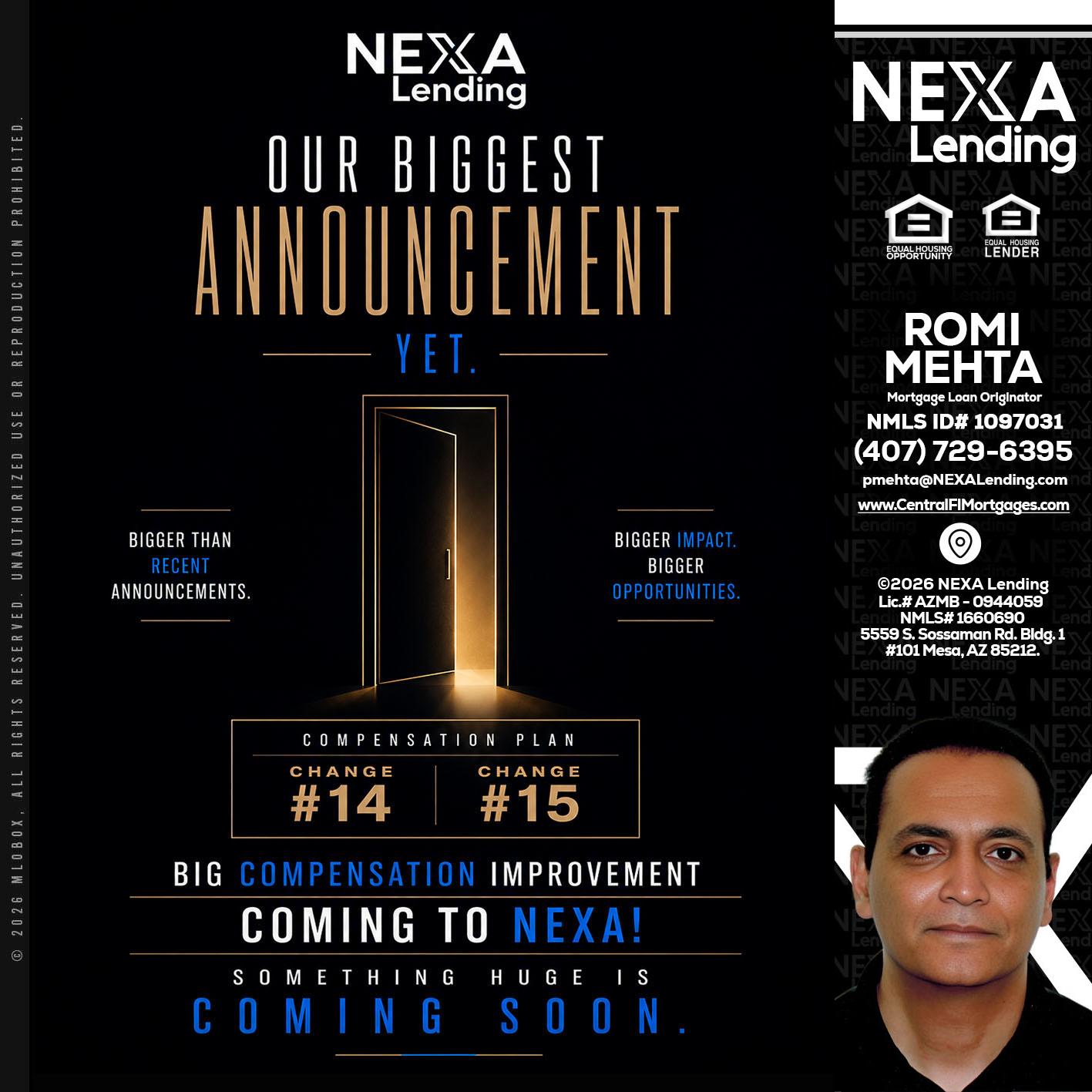 ANNOUNCEMENT - Romi Mehta -Mortgage Loan Originator
